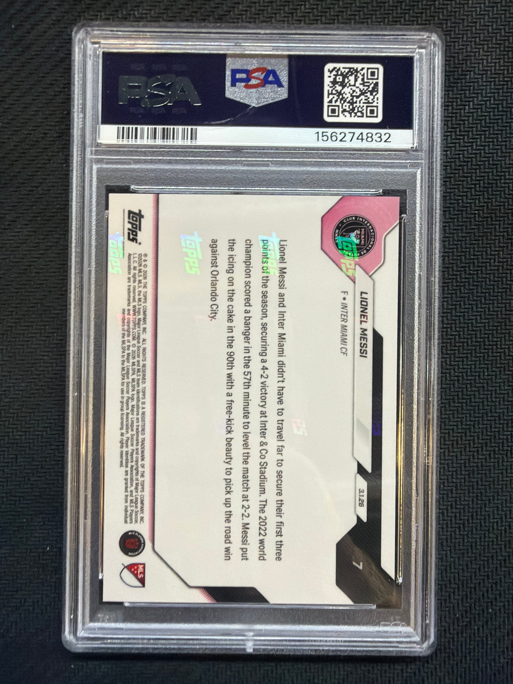 2026 Topps Now MLS Lionel Messi #7 South Beach PSA 9 832