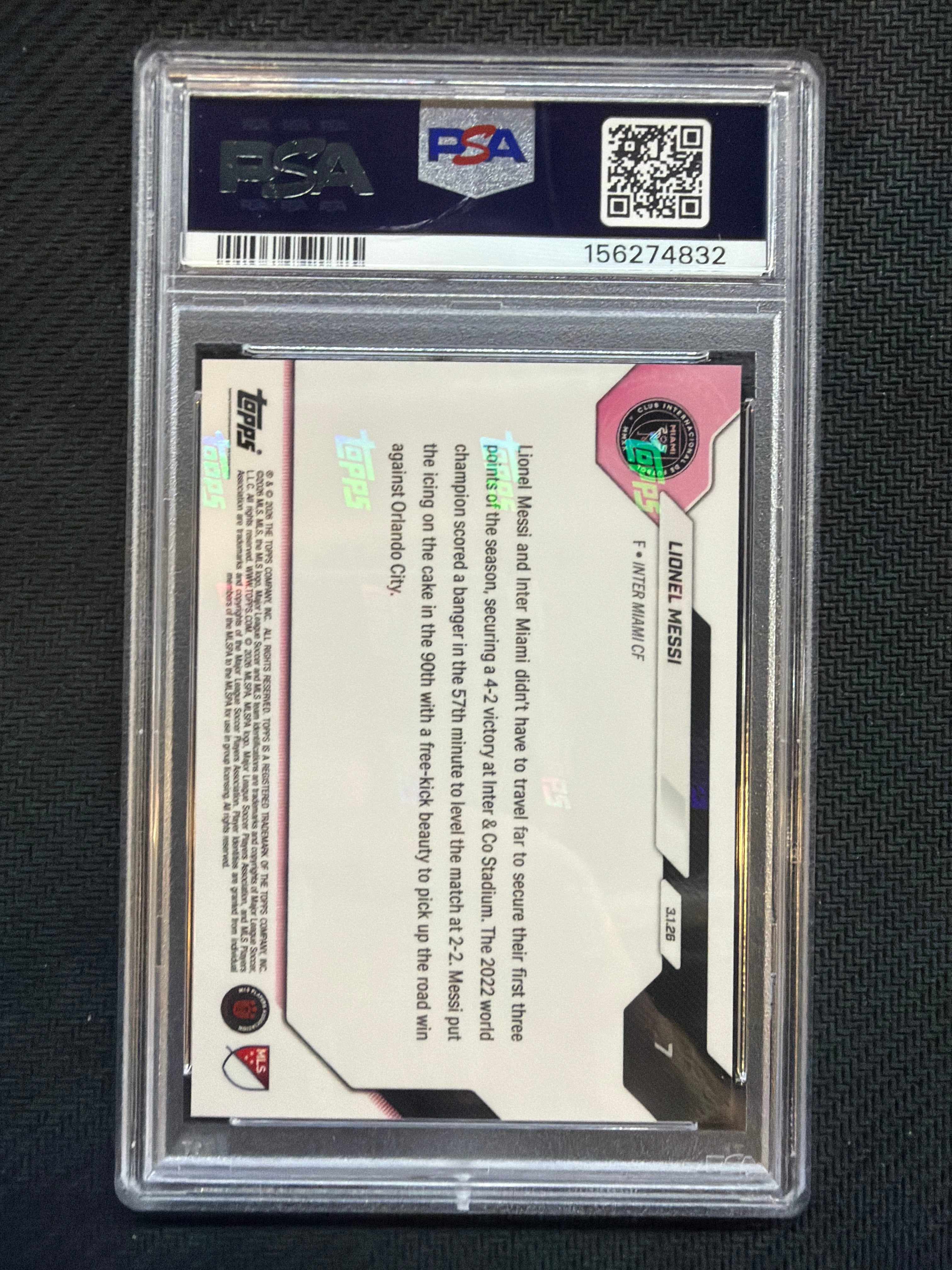 2026 Topps Now MLS Lionel Messi #7 South Beach PSA 9 832