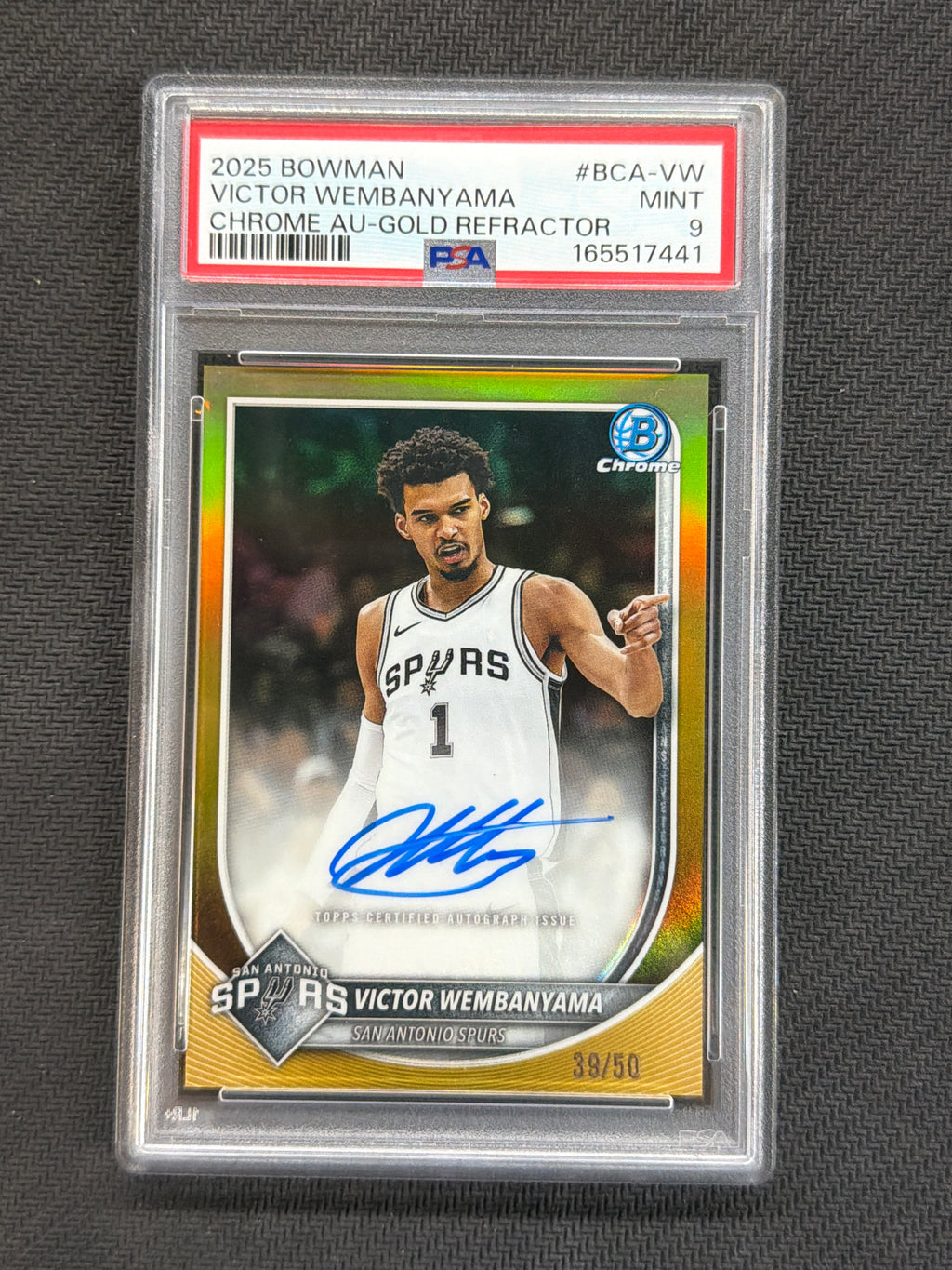 2025-26 Bowman Chrome Victor Wembanyama Rookie Gold Auto /50 PSA 9 441