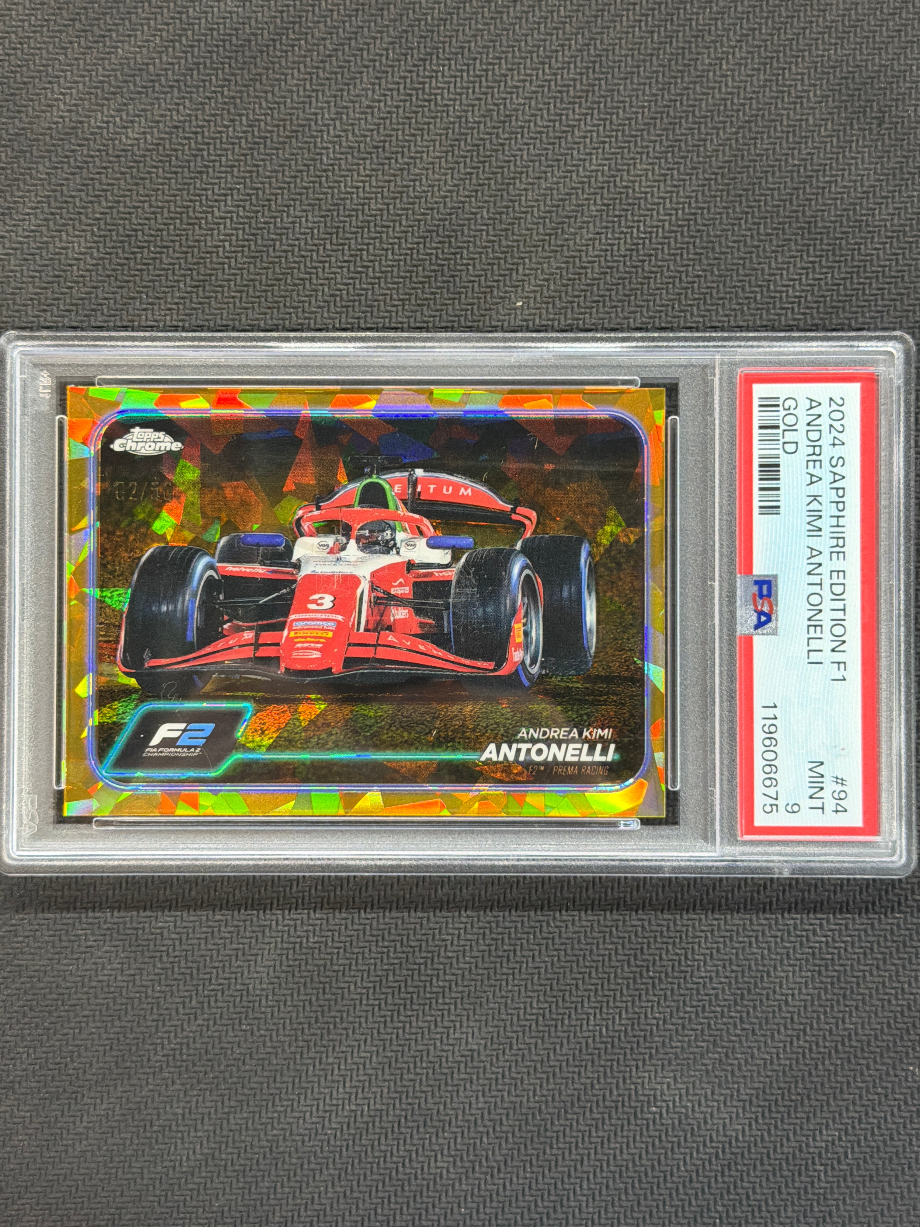 2024 Topps Chrome F1 Sapphire Kimi Antoenlli Gold /50 #94 PSA 9 675