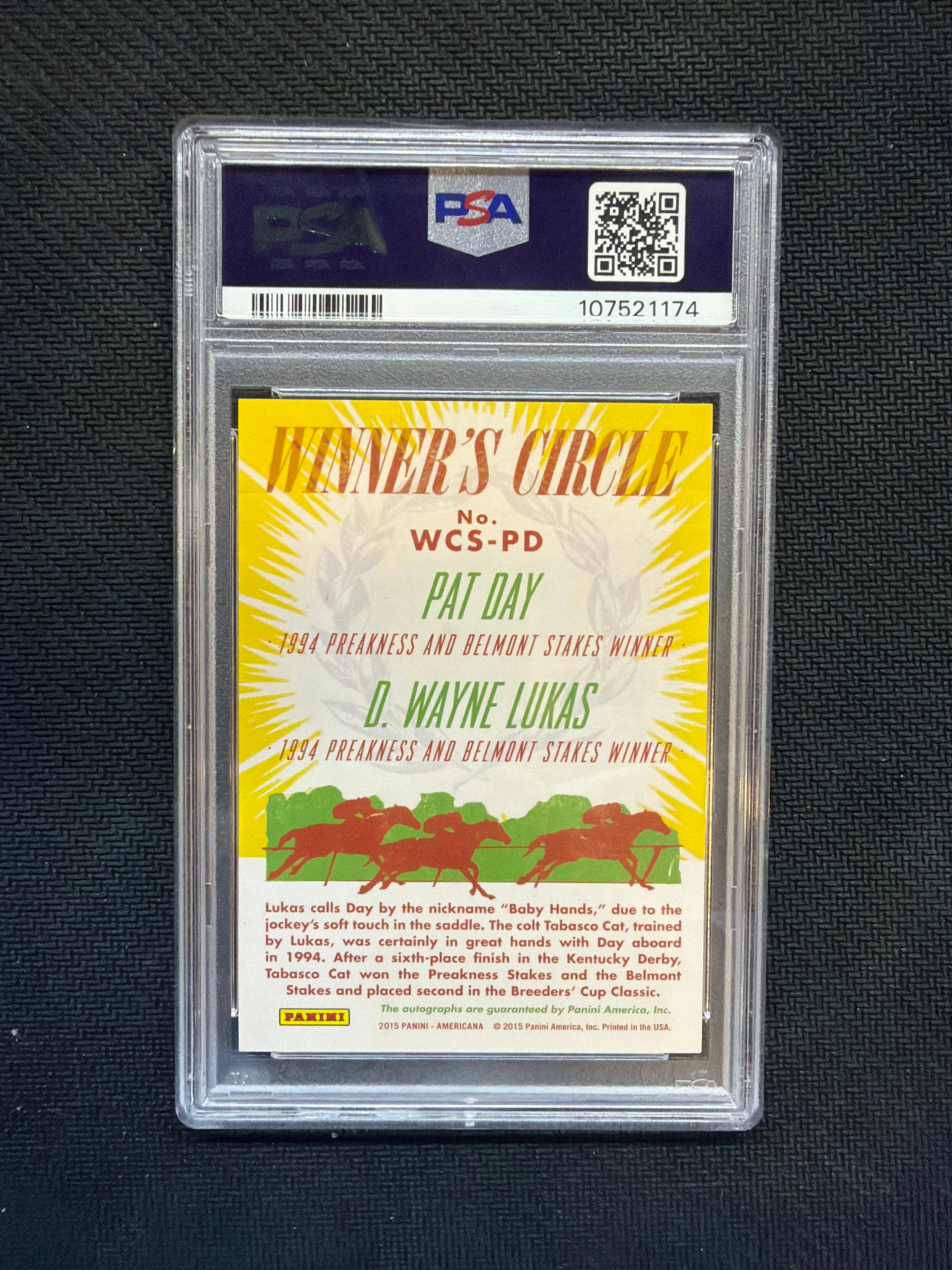 2015 Panini America Pat Day D. Wayne Lukas Auto /49 PSA 10