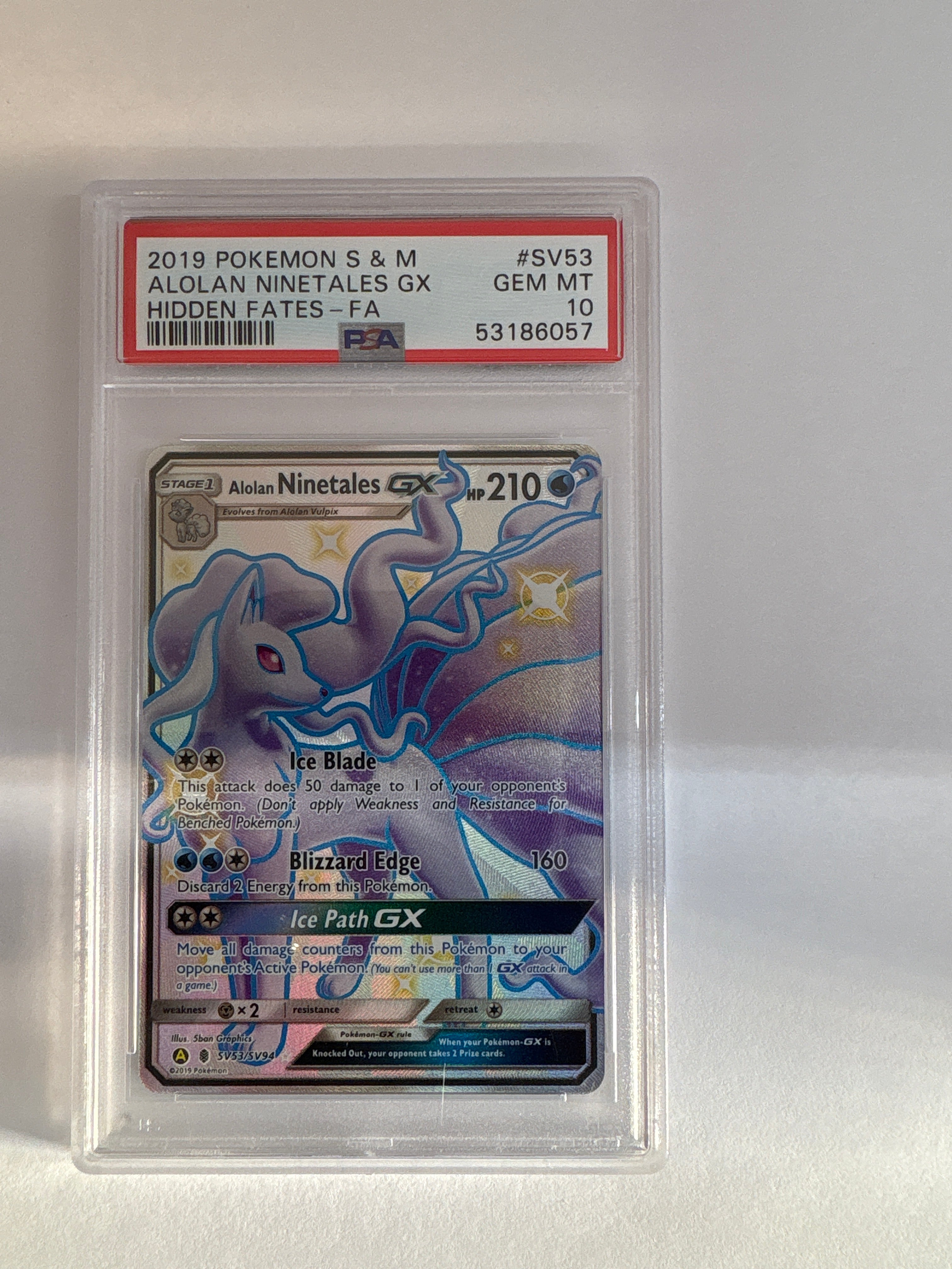 2019 Pokemon Hidden Fates Alolan Ninetales GX SV53 PSA 10