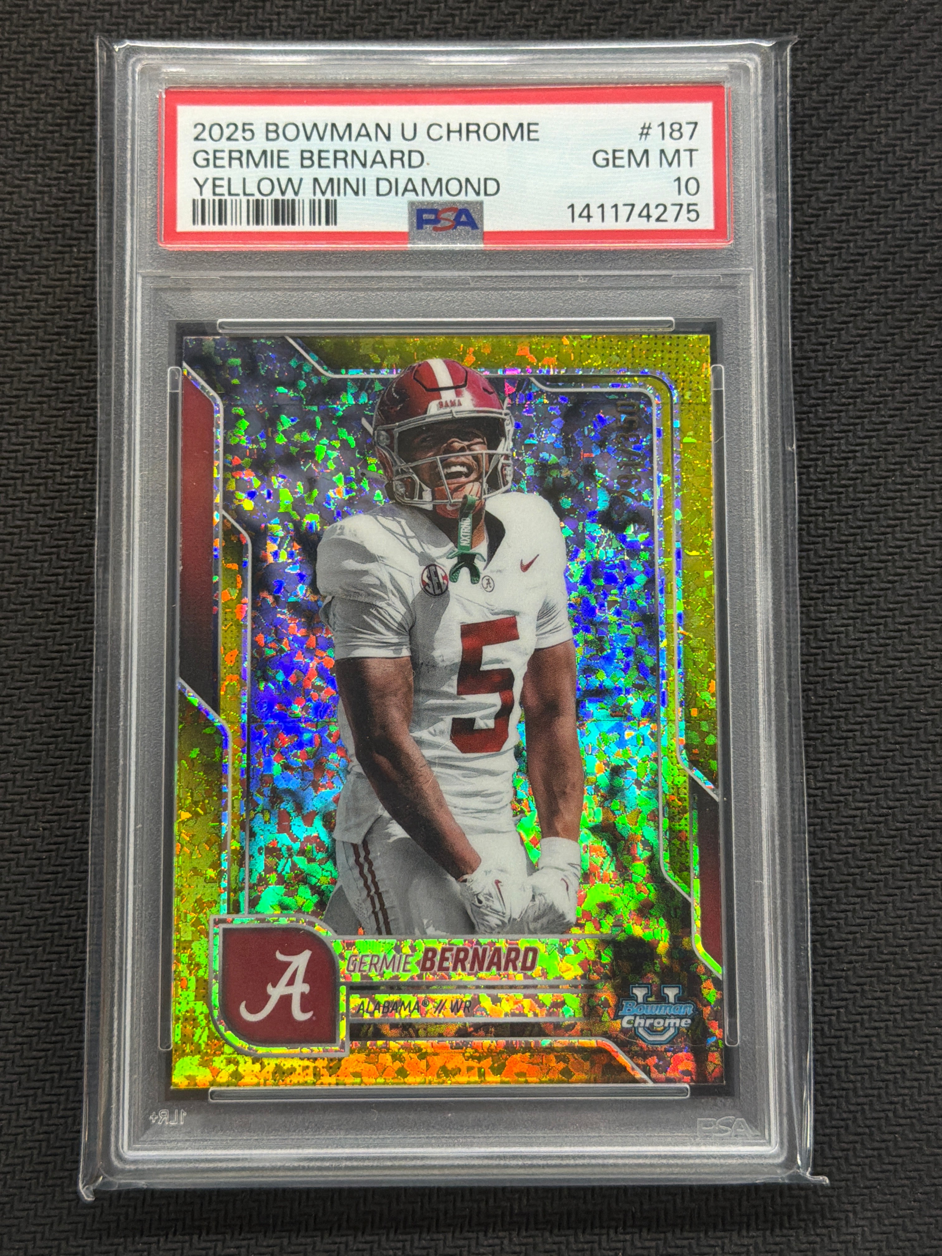 2025 Bowman U Chrome Germie Bernard Yellow Mini Diamond /350 PSA 10 275 Alabama