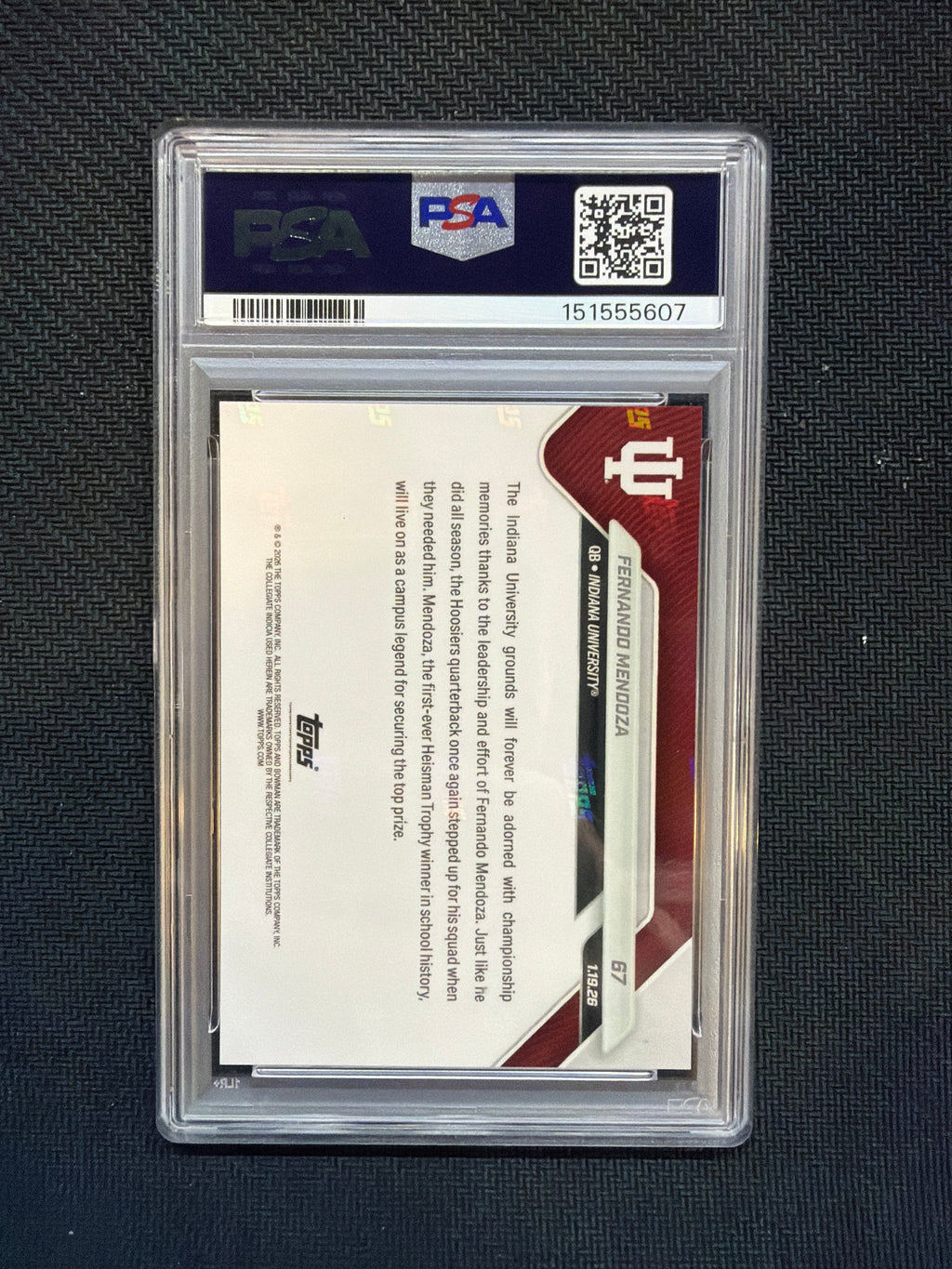 2025 Bowman U Now Fernando Mendoza Rookie #67 PSA 10 Indiana 607