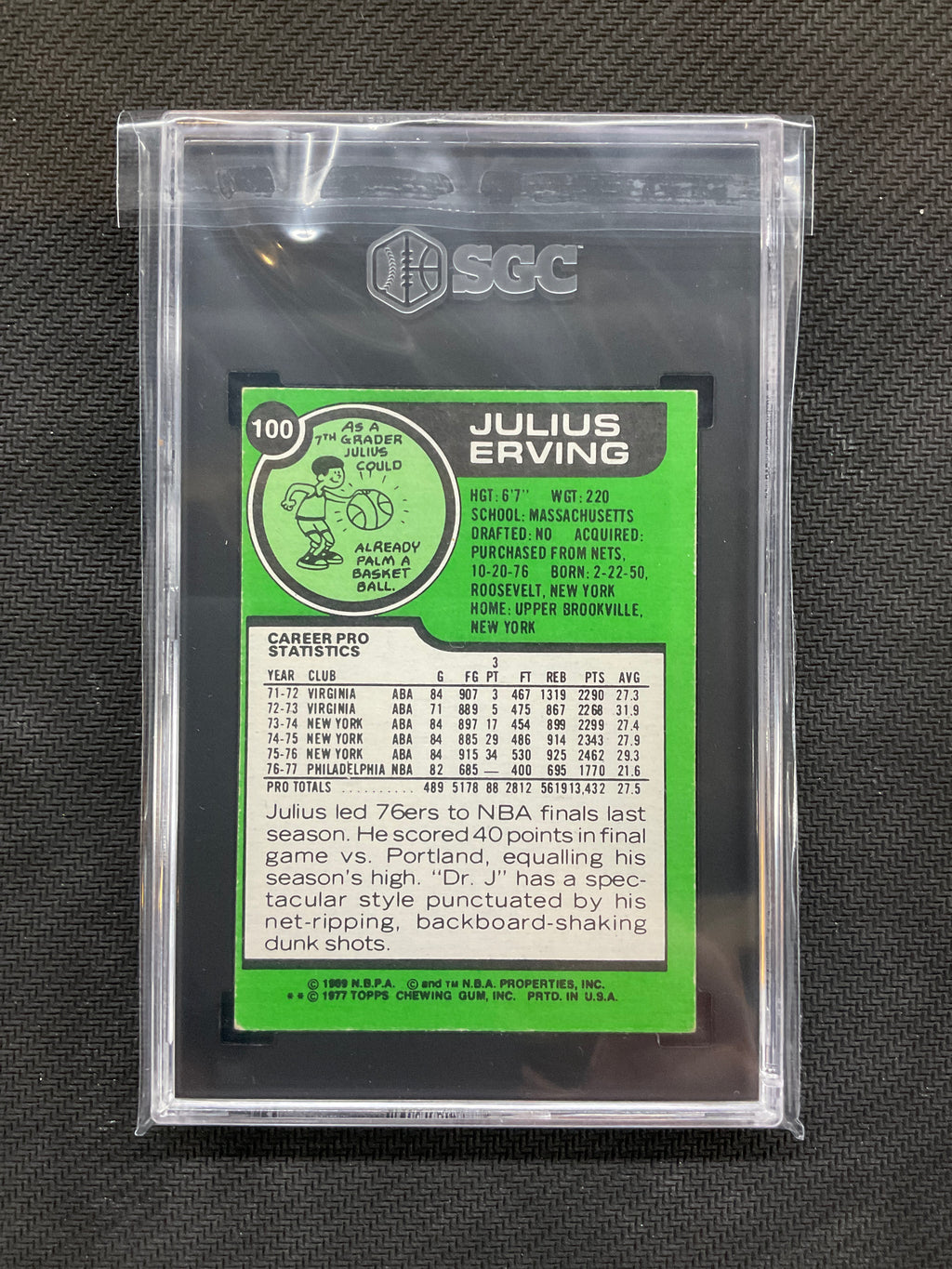 1977-78 Topps Julius Erving #100 SGC 6 76ers