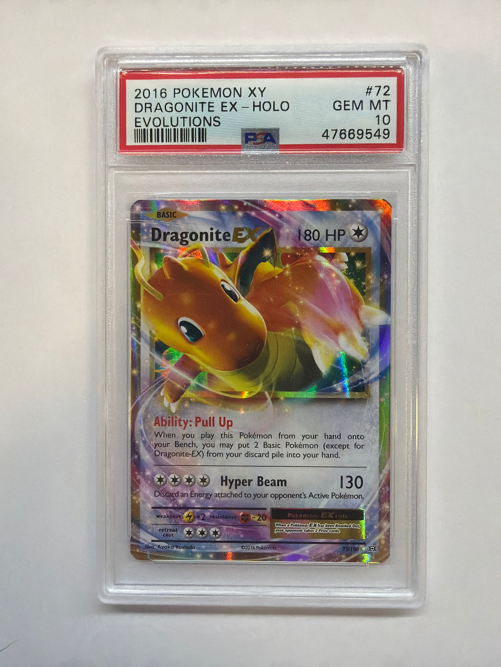 2016 Pokemon Evolutions Dragonite EX Holo 72 PSA 10