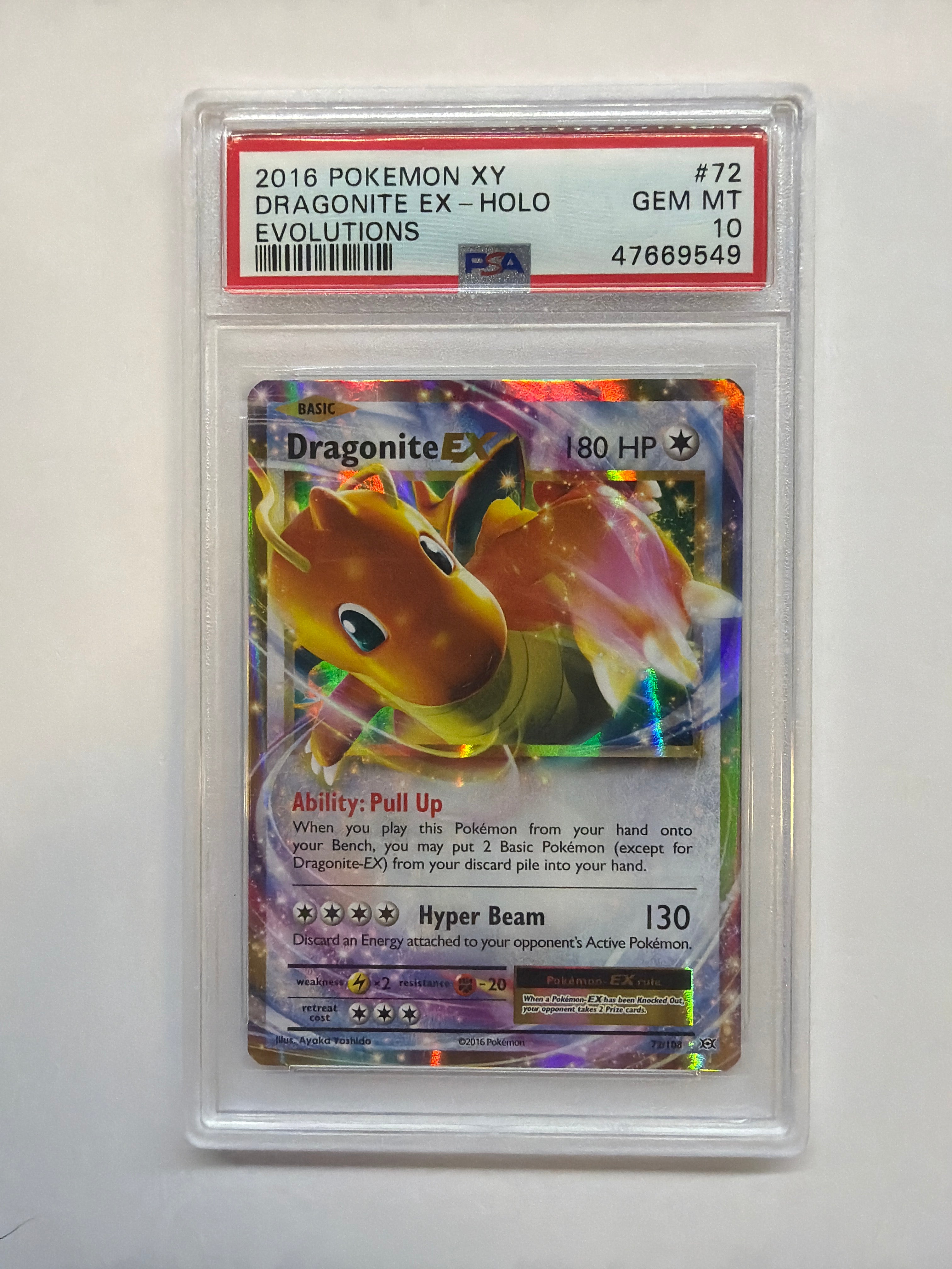2016 Pokemon Evolutions Dragonite EX Holo 72 PSA 10