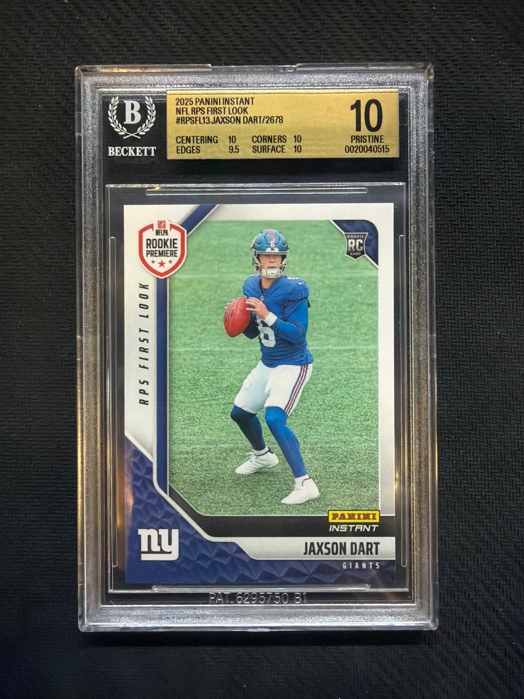 2025 Panini Instant Jaxson Dart First Look Rookie BGS 10 Giants