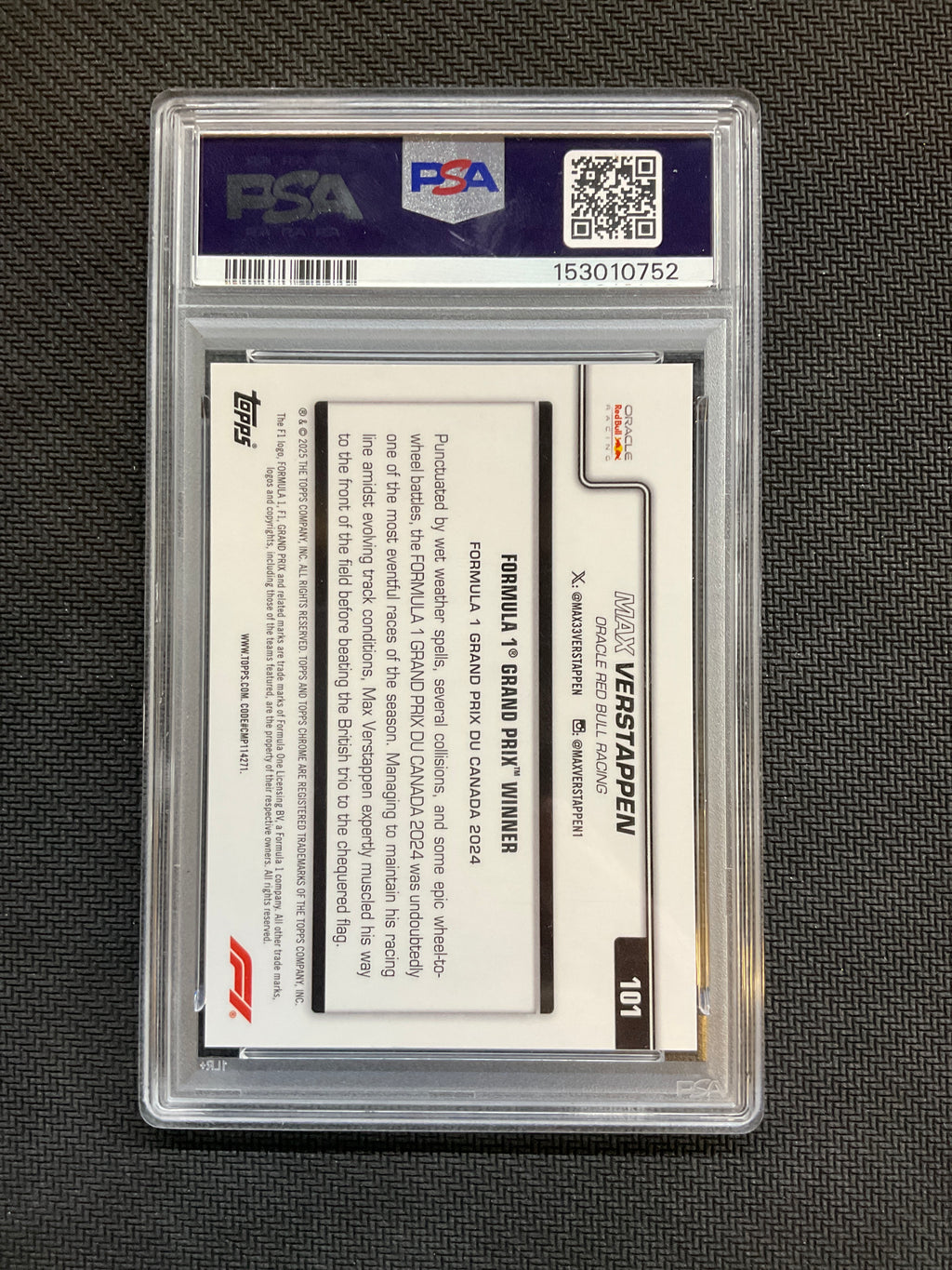 2025 Topps Chrome F1 Sapphire Max Verstappen Black /10 PSA 8