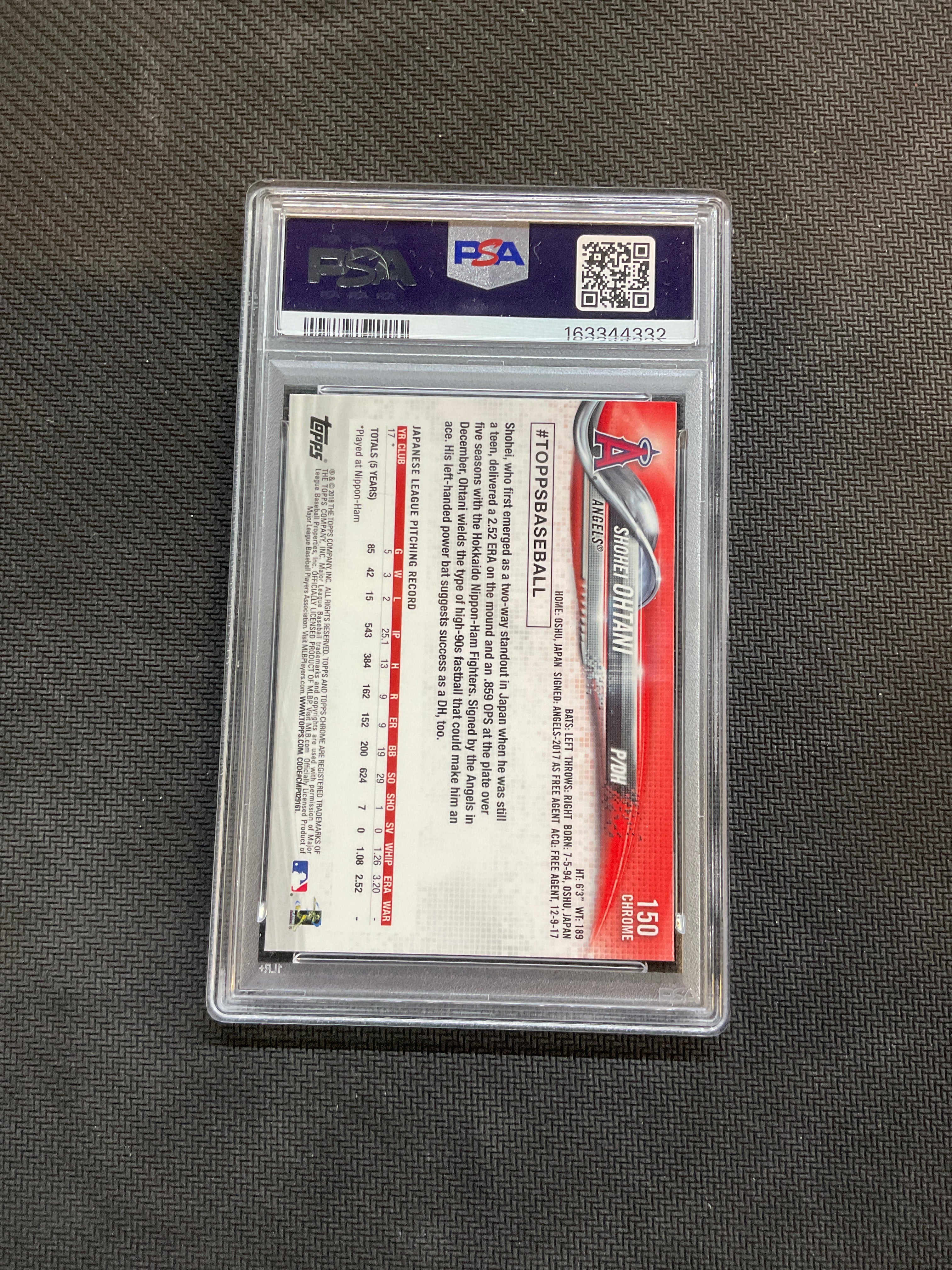2018 Topps Chrome Shohei Ohtani Rookie Pitching #150 PSA 10 332