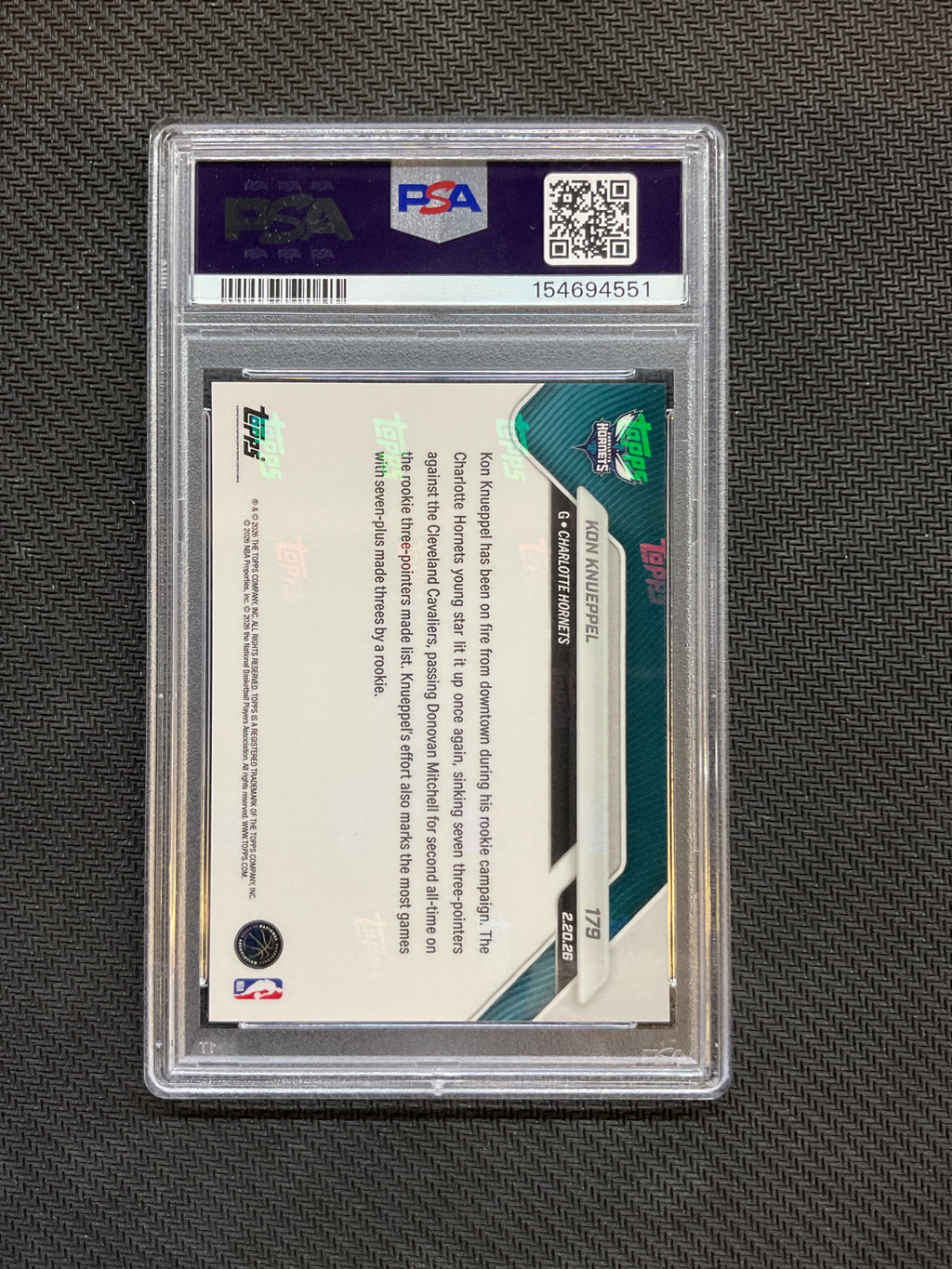 2025 Topps Now Kon Knueppel Rookie #179 PSA 10 551