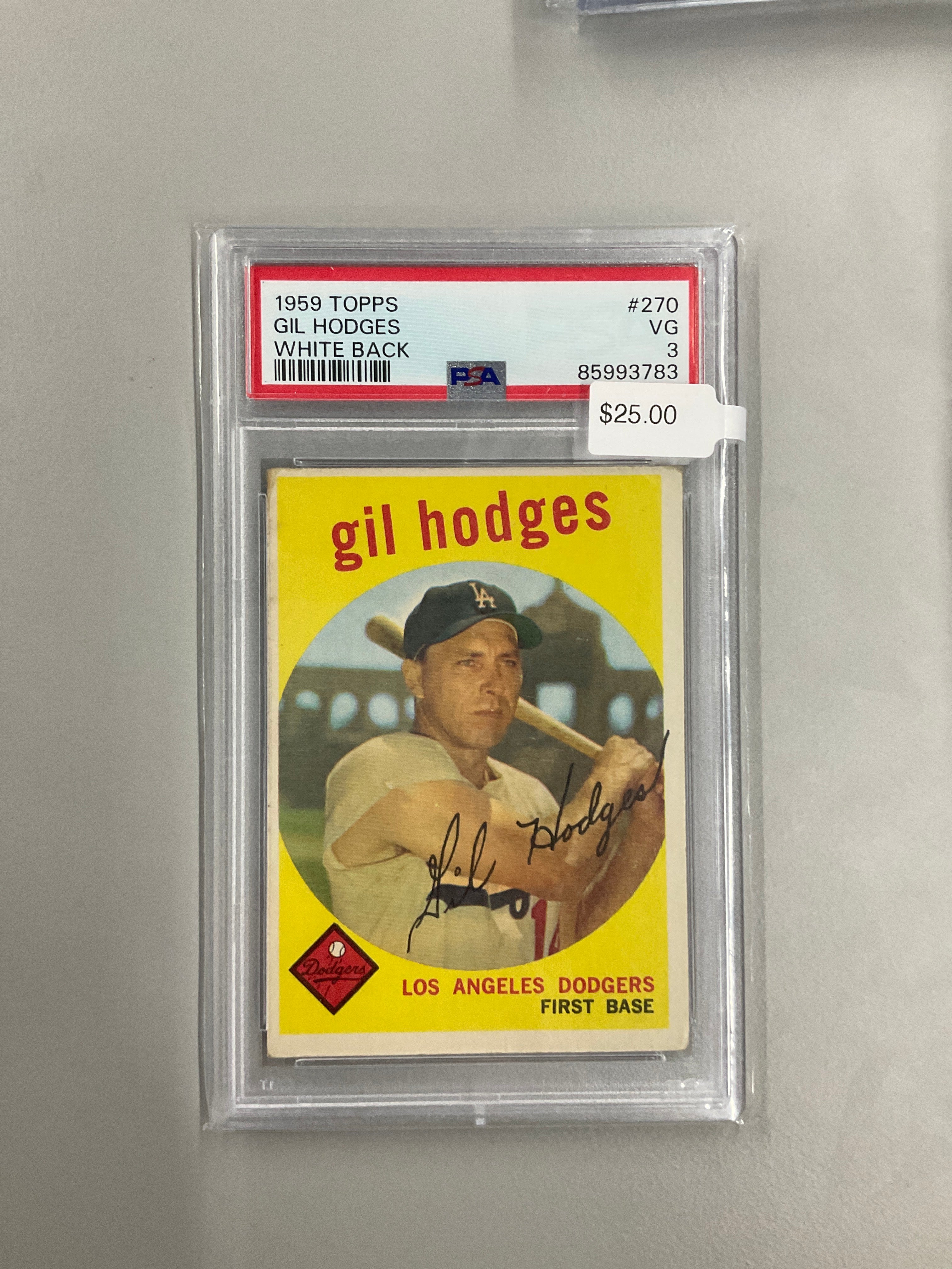 1959 Topps Gil Hodges White Back PSA 3 Dodgers