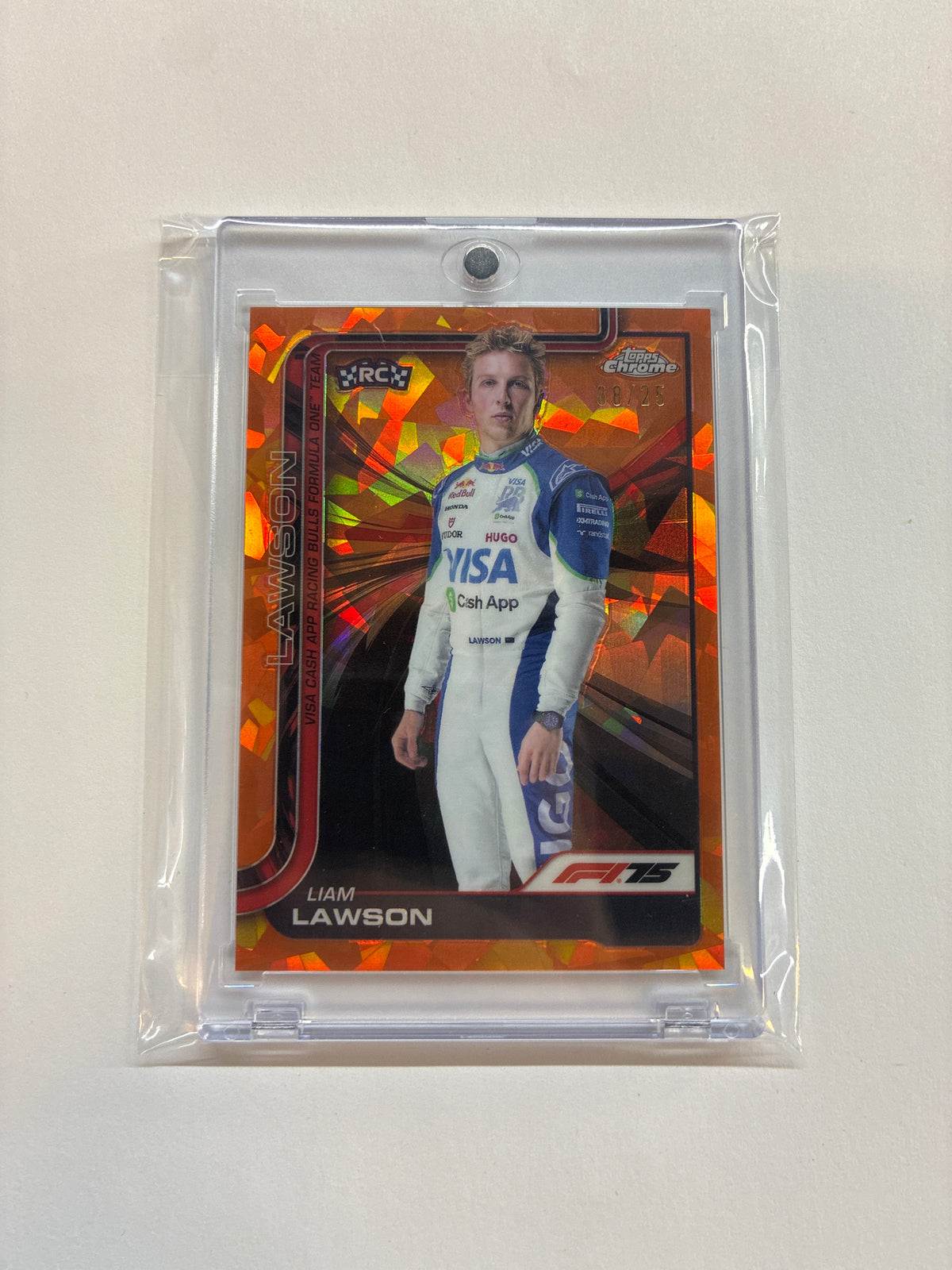 2025 Topps Chrome Sapphire F1 Liam Lawson Rookie Orange /25