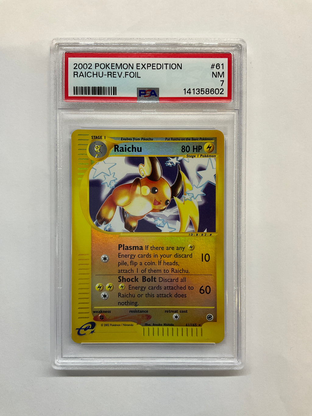 2002 Pokemon Expedition Raichu Rev Foil 61 PSA 7