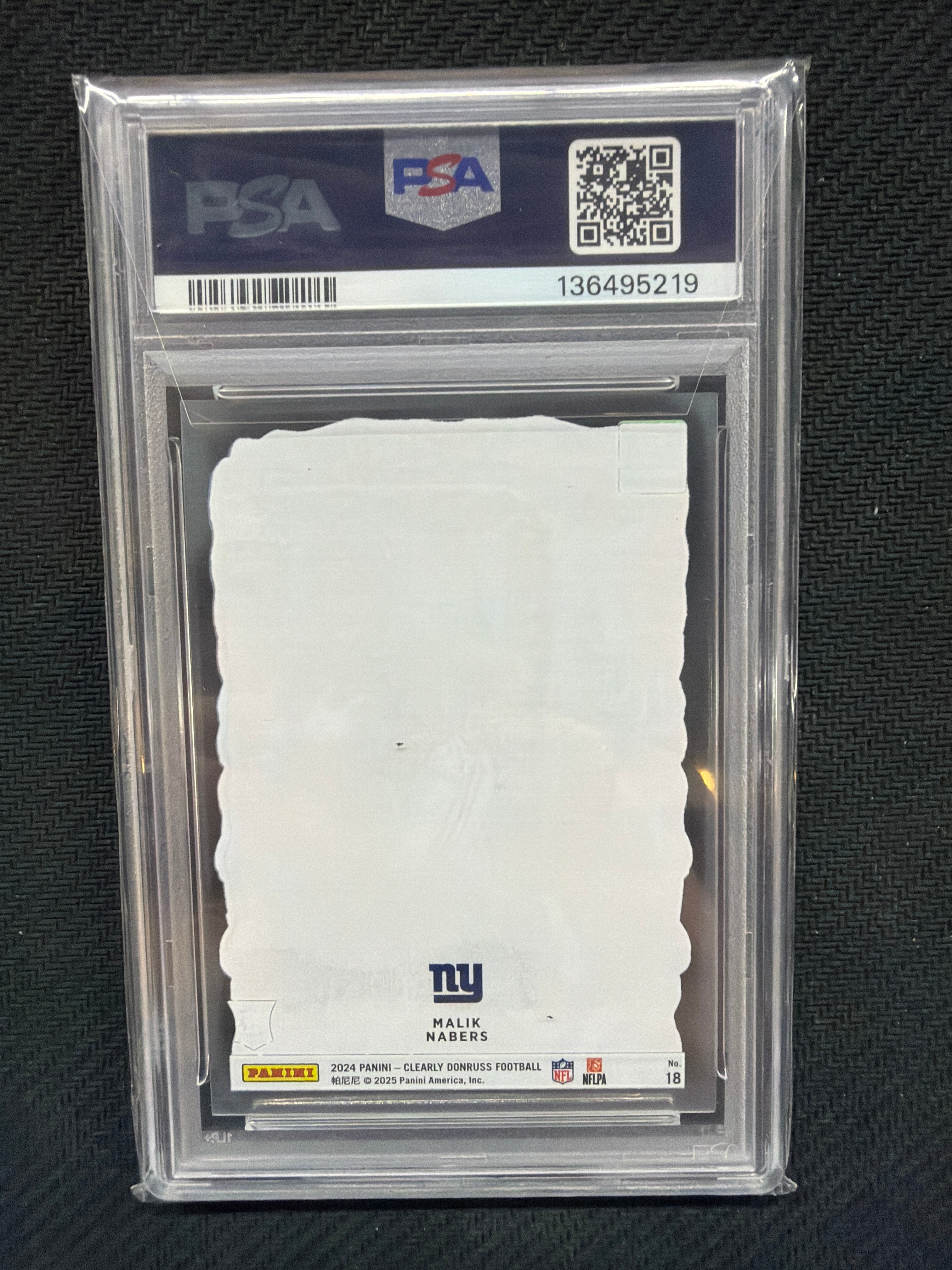 2024 Panini Clearly Donruss Malik Nabers Downtown PSA 8 Giants