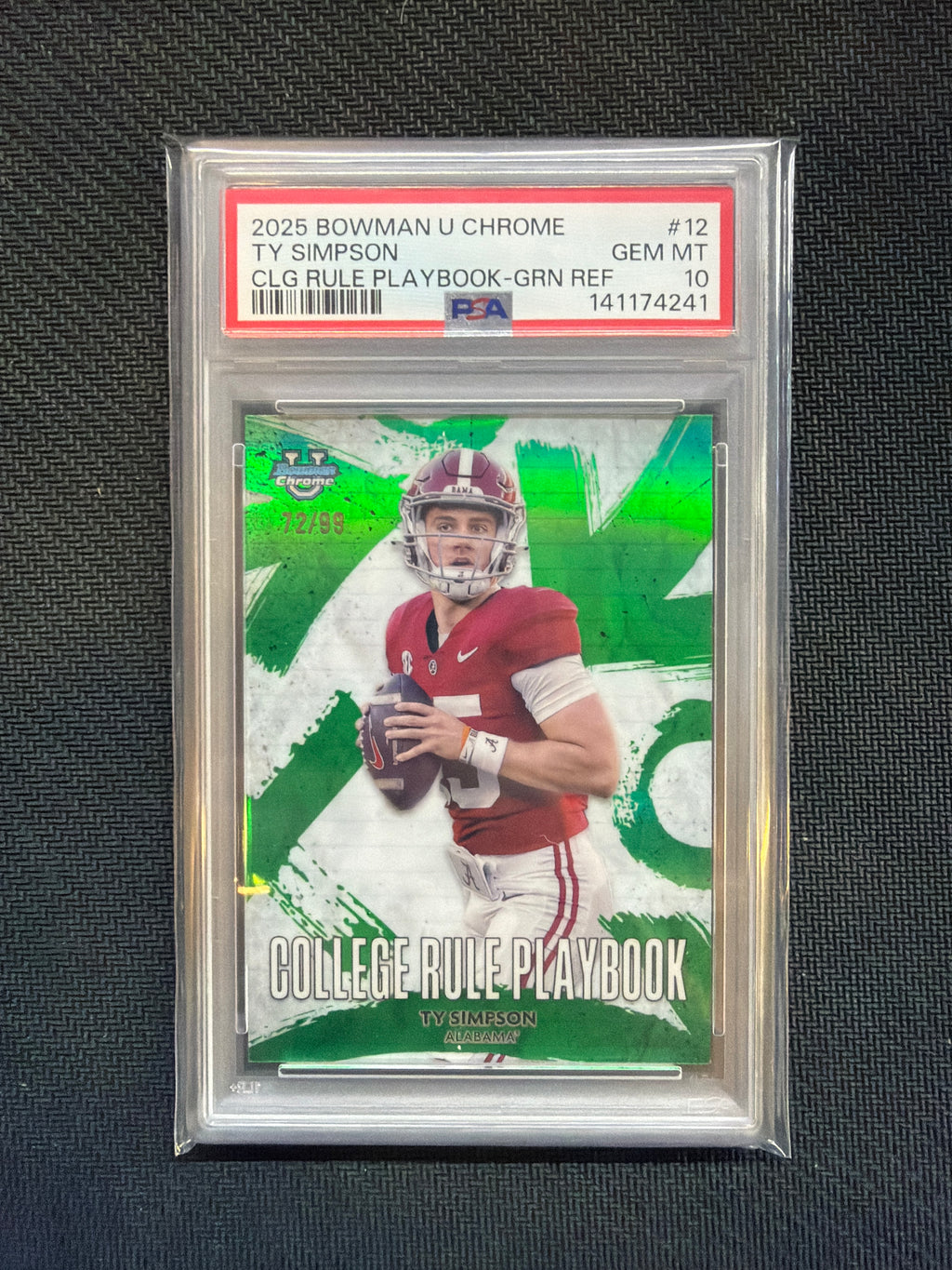 2025 Bowman U Chrome Ty Simpson Rule Playbook Green /99 Alabama