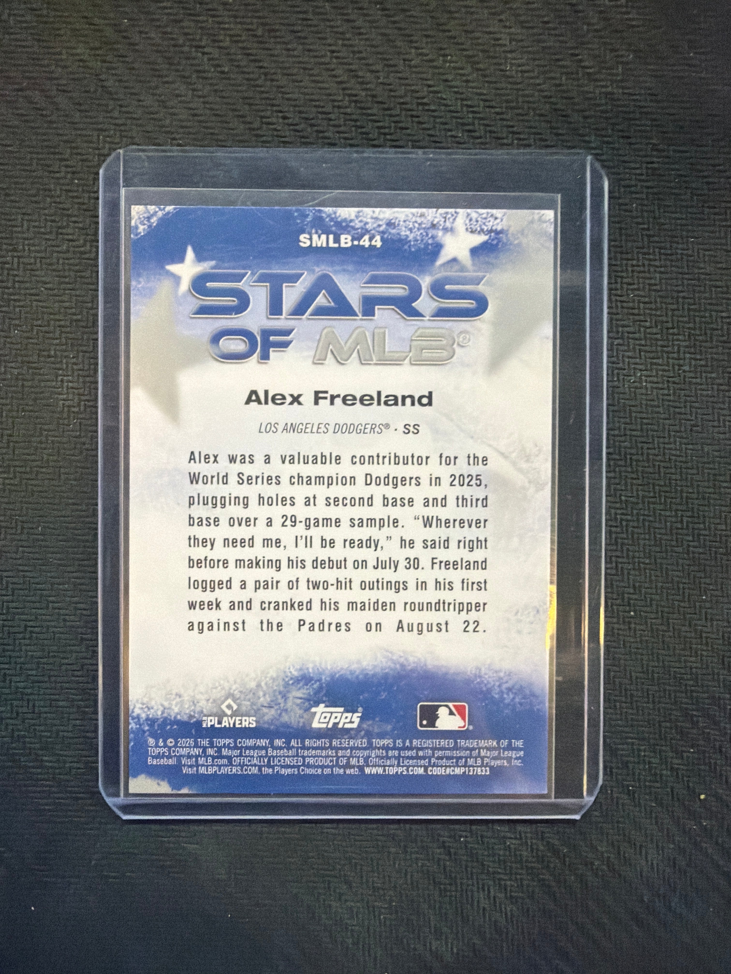 2026 Topps Alex Freeland Stars Of MLB Black /10 Dodgers