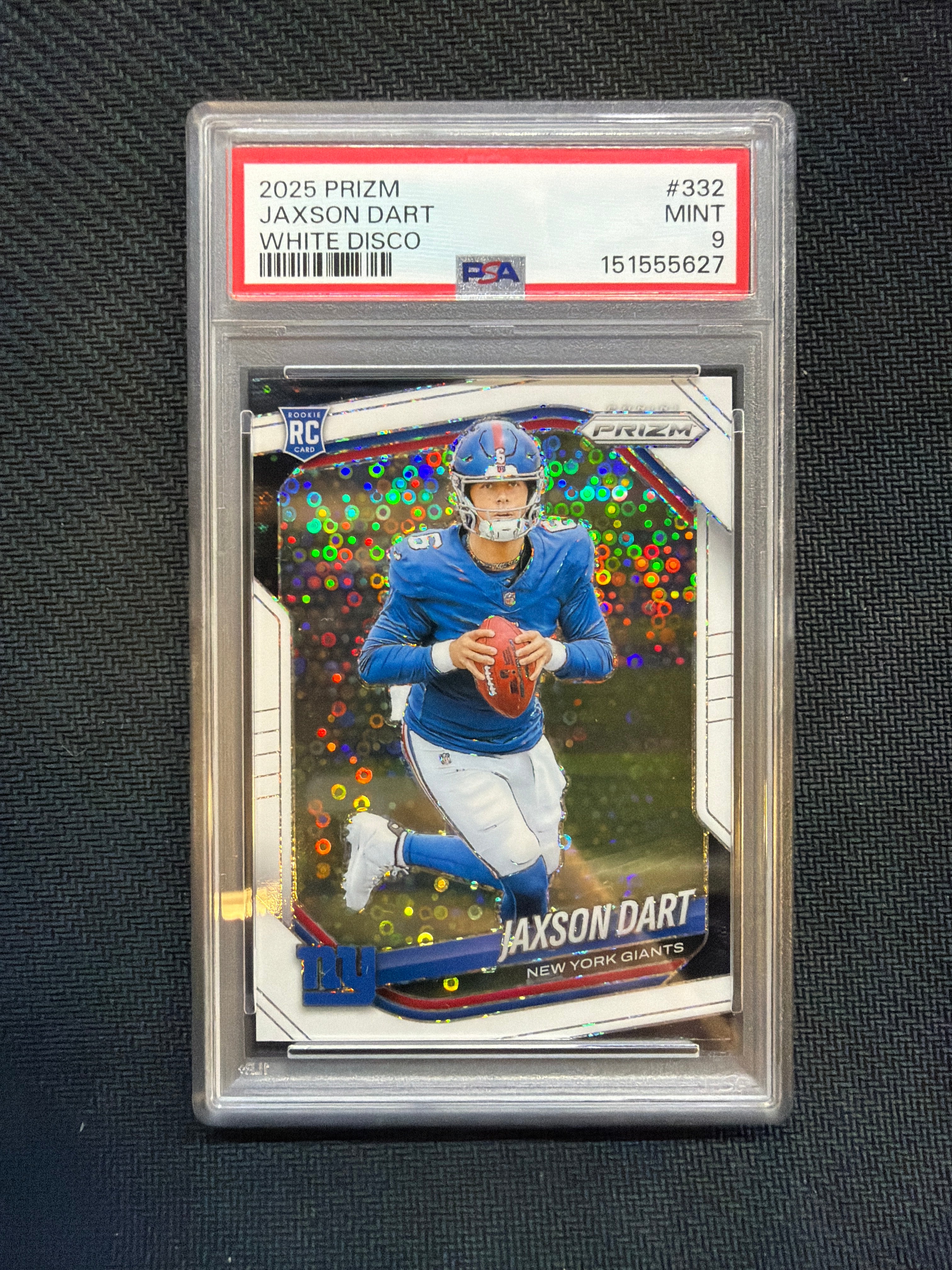 2025 Prizm Jaxson Dart Rookie White Disco PSA 9 Giants