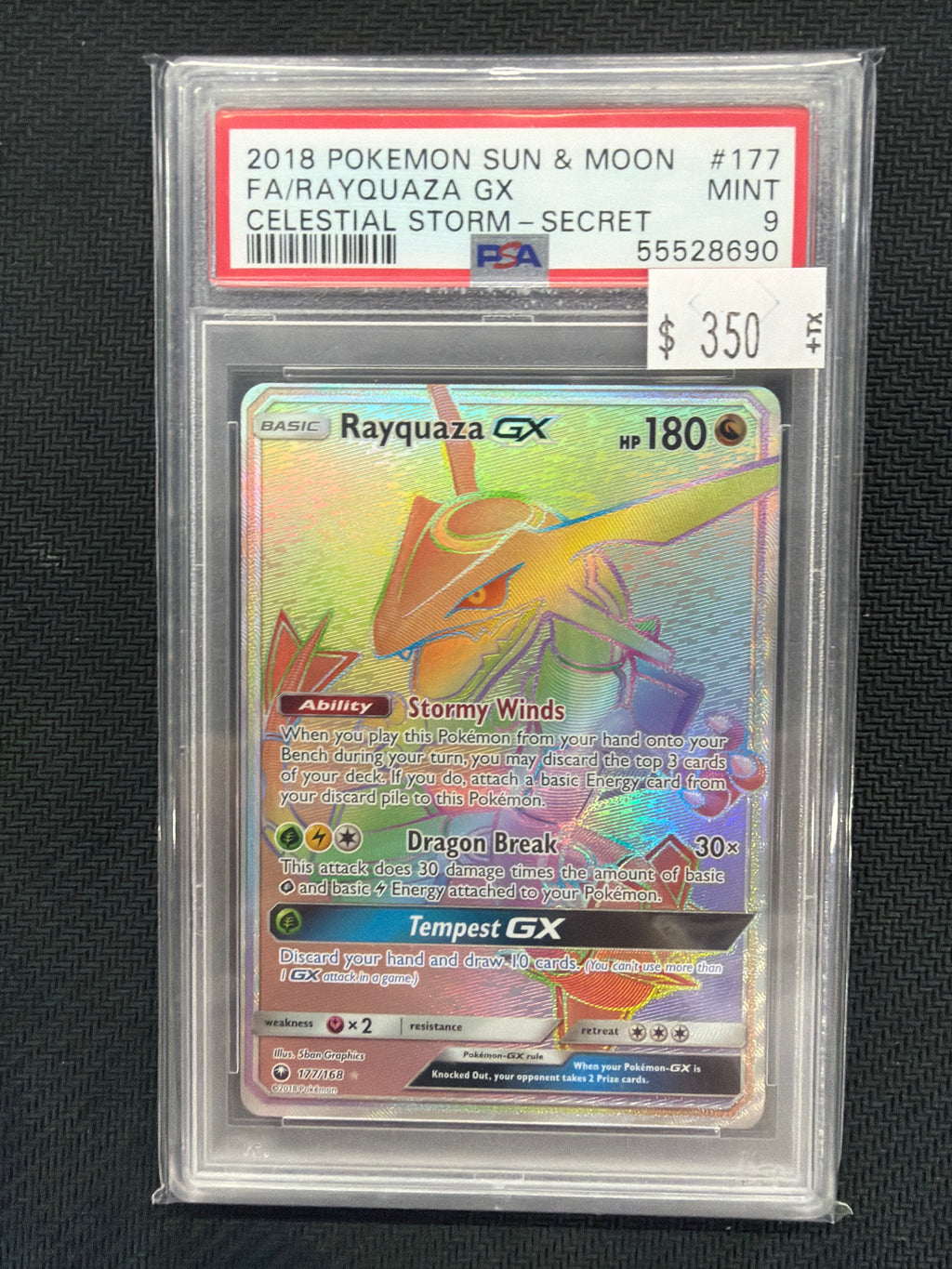 2018 Pokemon Sun & Moon Rayquaza GX 177 PSA 9 Secret