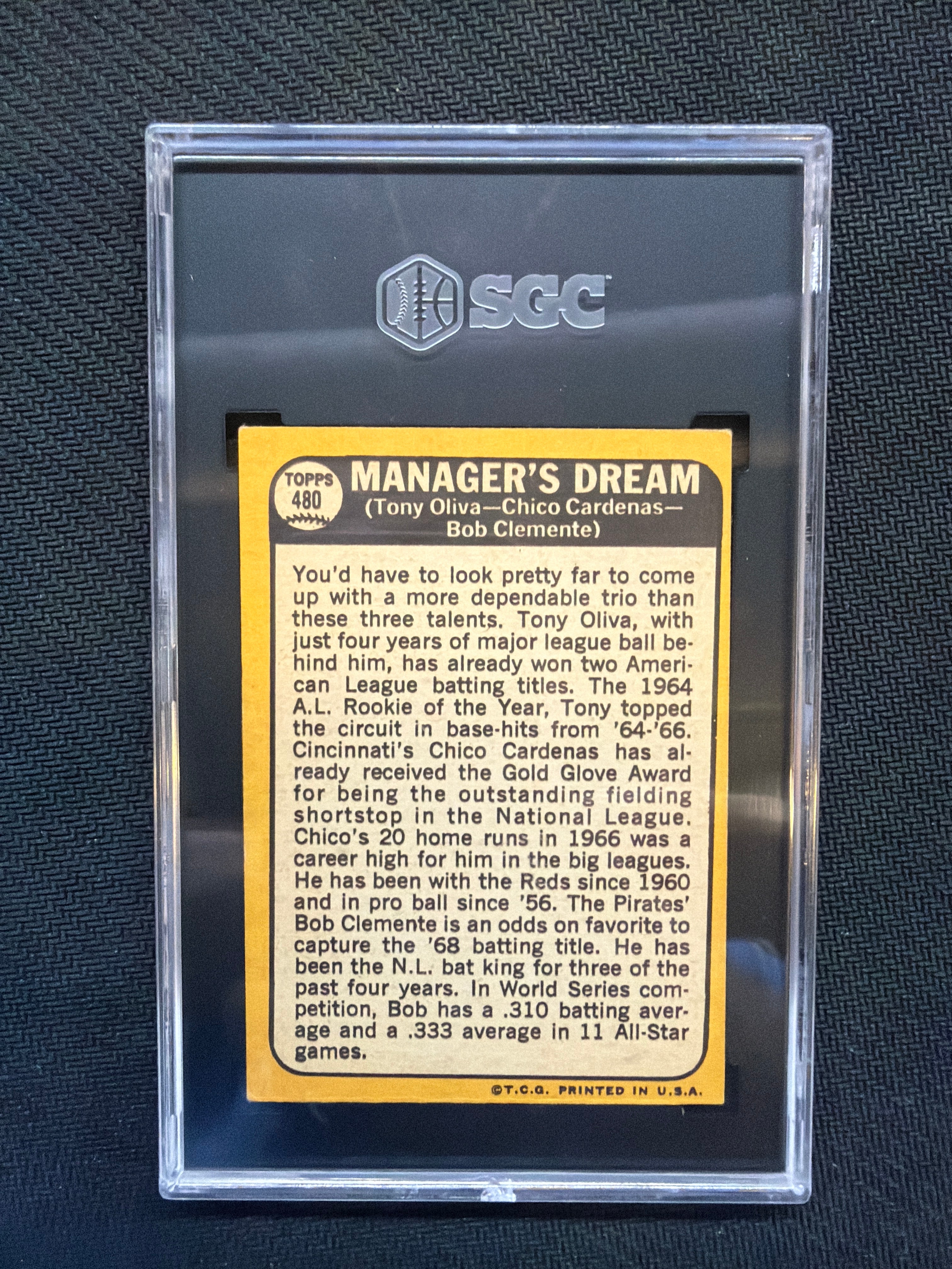 1968 Topps #480 Manger's Dream SGC 5 Clemente Cardenas Iliva