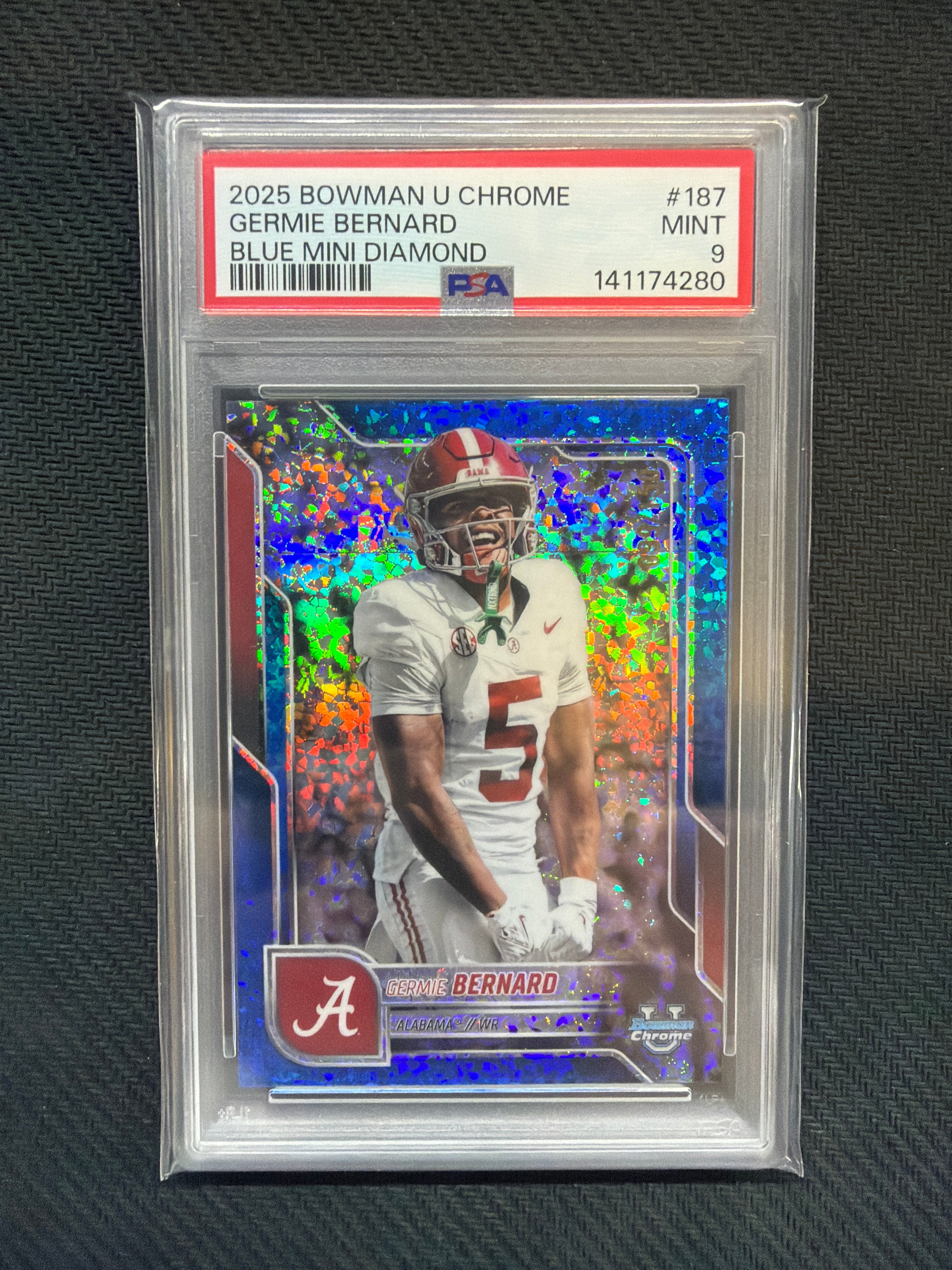 2025 Bowman U Chrome Germie Bernard Blue Mini Diamond /150 PSA 9 Alabama
