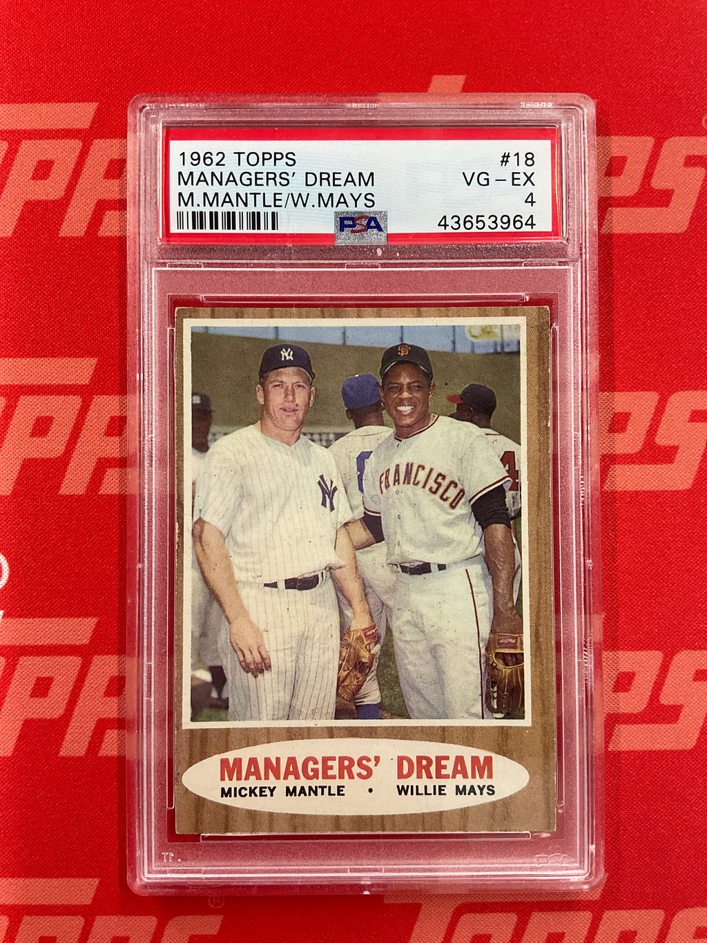 1962 Topps Managers Dream Willie Mays Mickey Mantle PSA 4