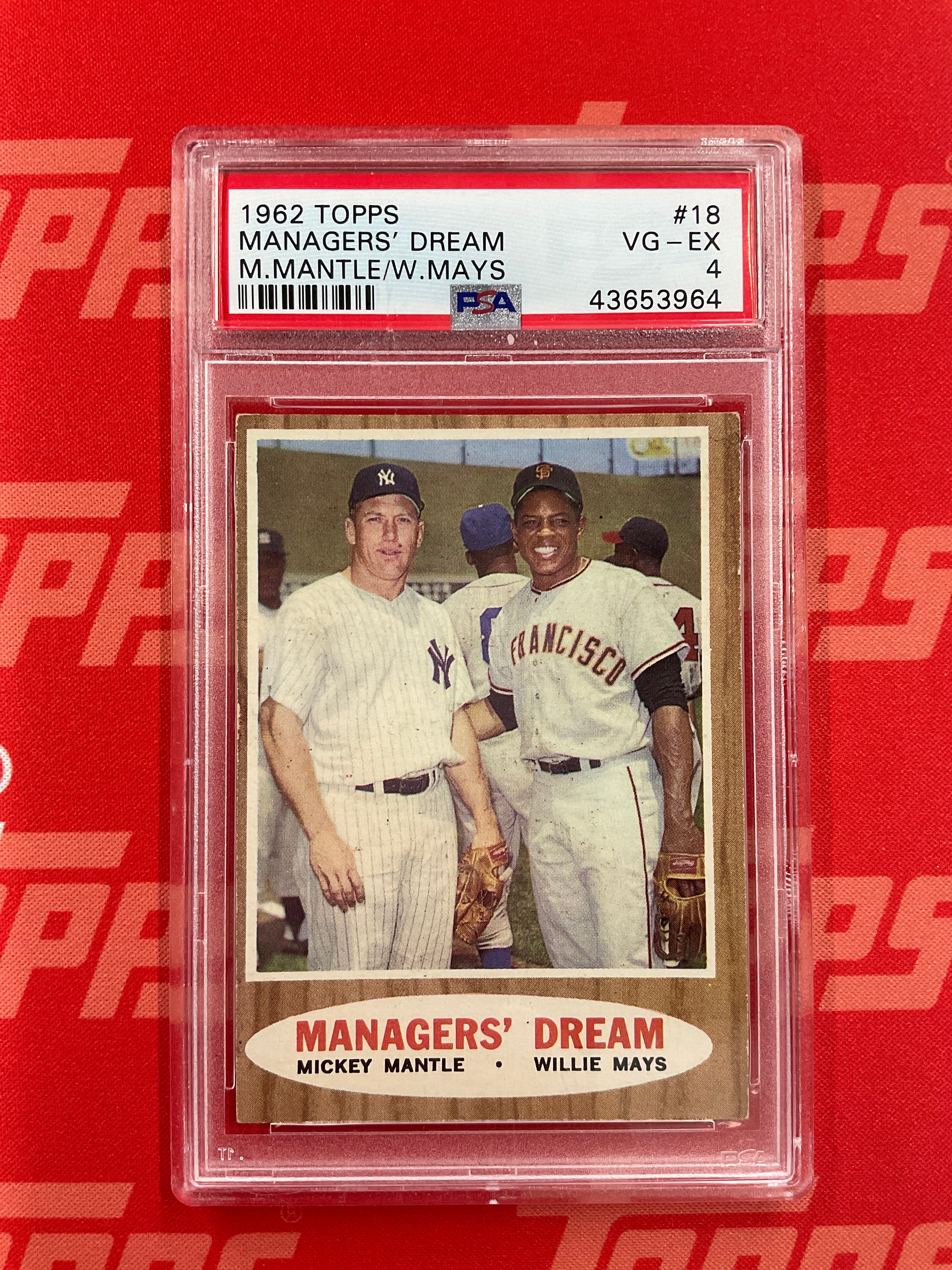 1962 Topps Managers Dream Willie Mays Mickey Mantle PSA 4