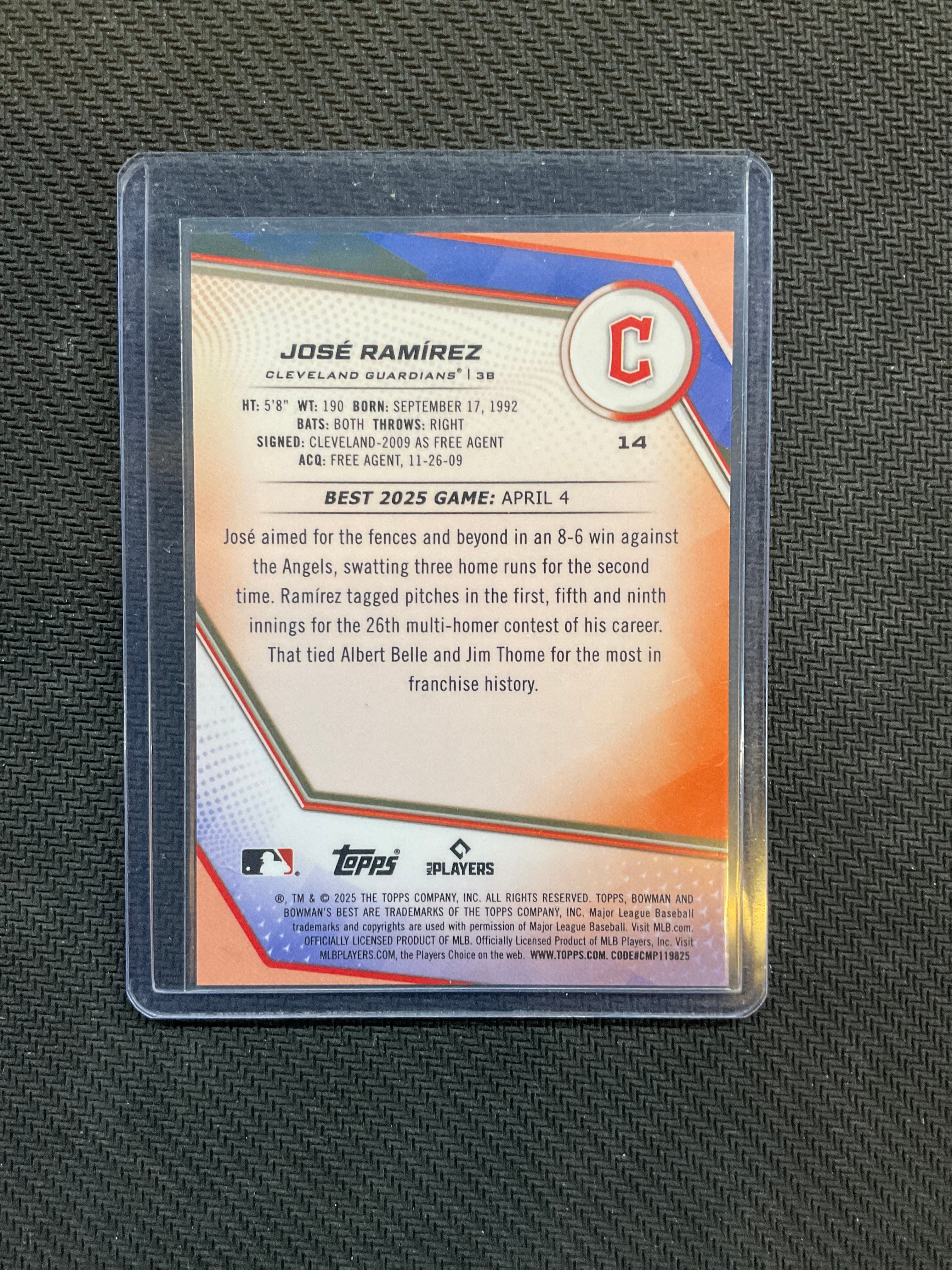 2025 Bowman's Best Jose Ramirez Black /10 Guardians