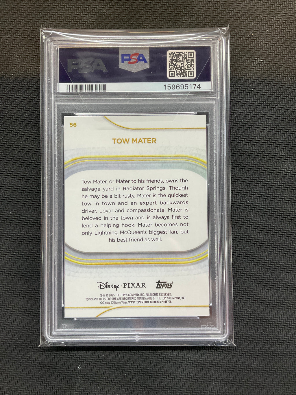 2025 Topps Chrome Disney Sapphire Tow Mater #56 PSA 9 174
