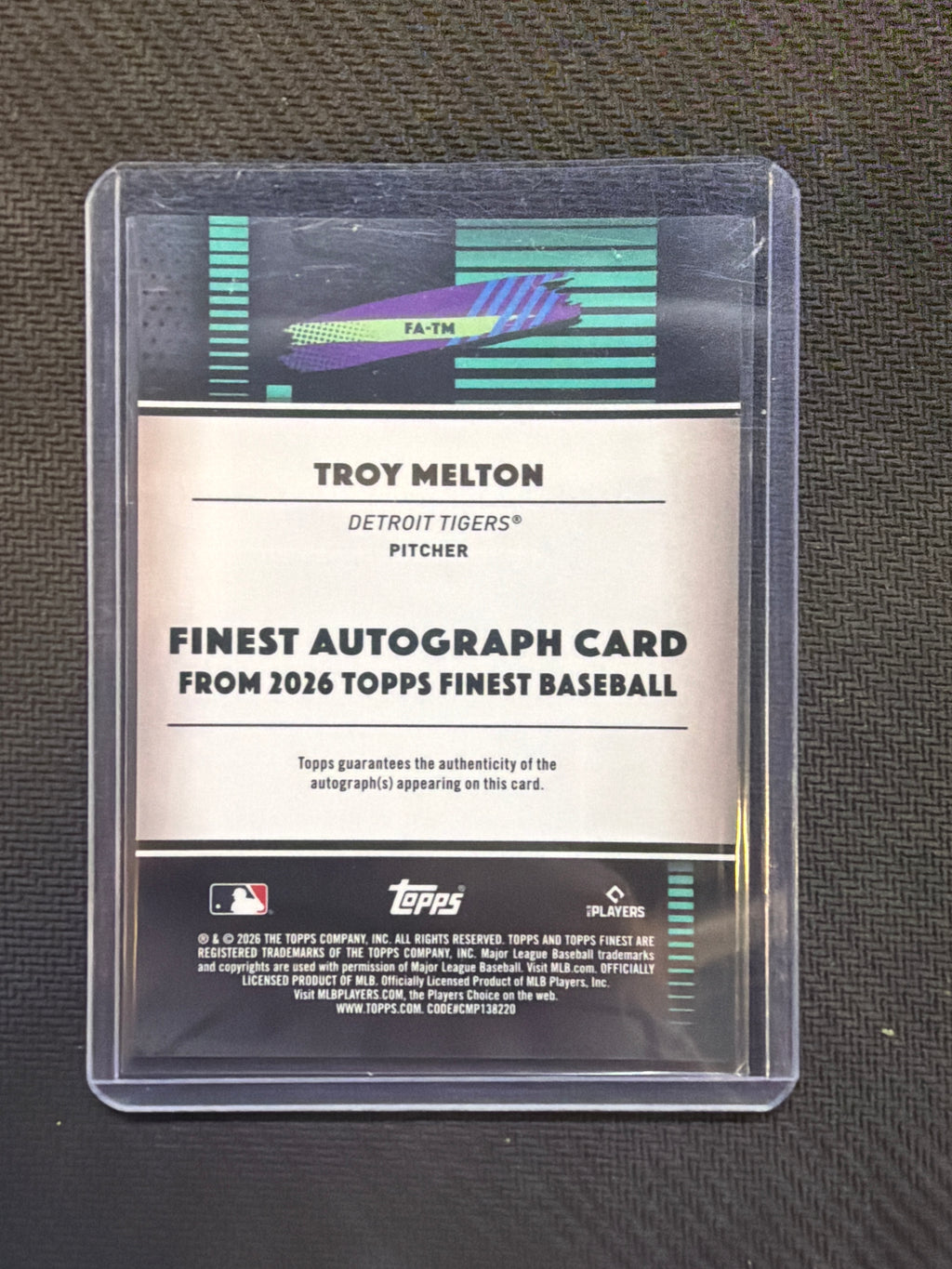 2026 Topps Finest Troy Melton Rookie Auto Tigers