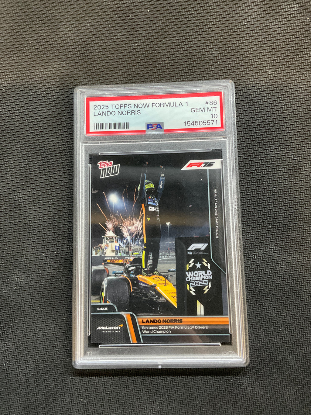 2025 Topps Now F1 Lando Norris #86 PSA 10 World Champion 571