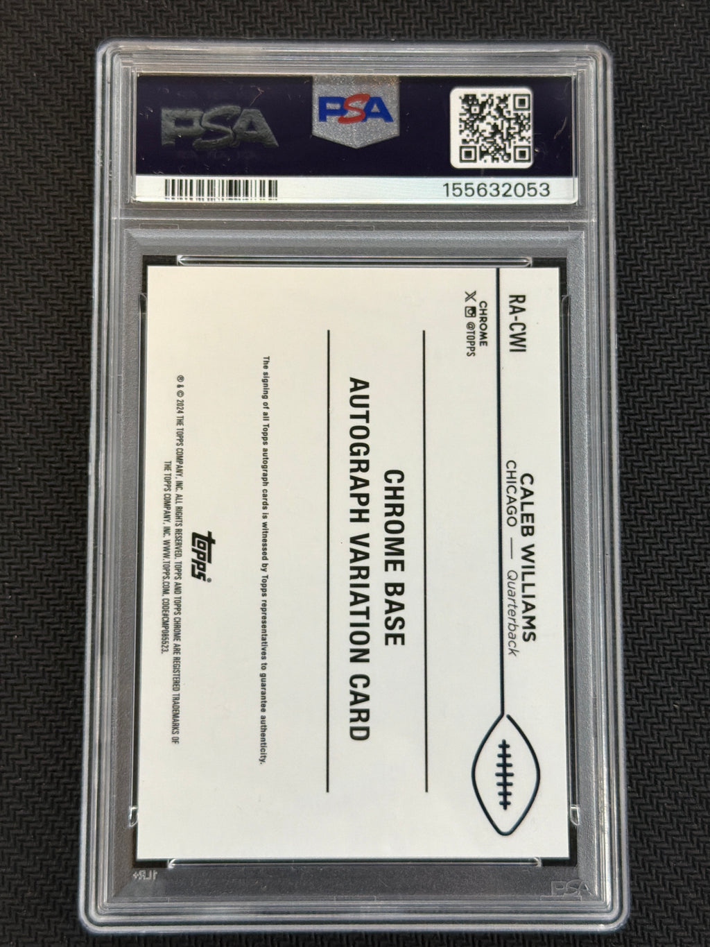 2024 Topps Chrome Caleb Williams Rookie Auto /199 Aqua PSA 10 053