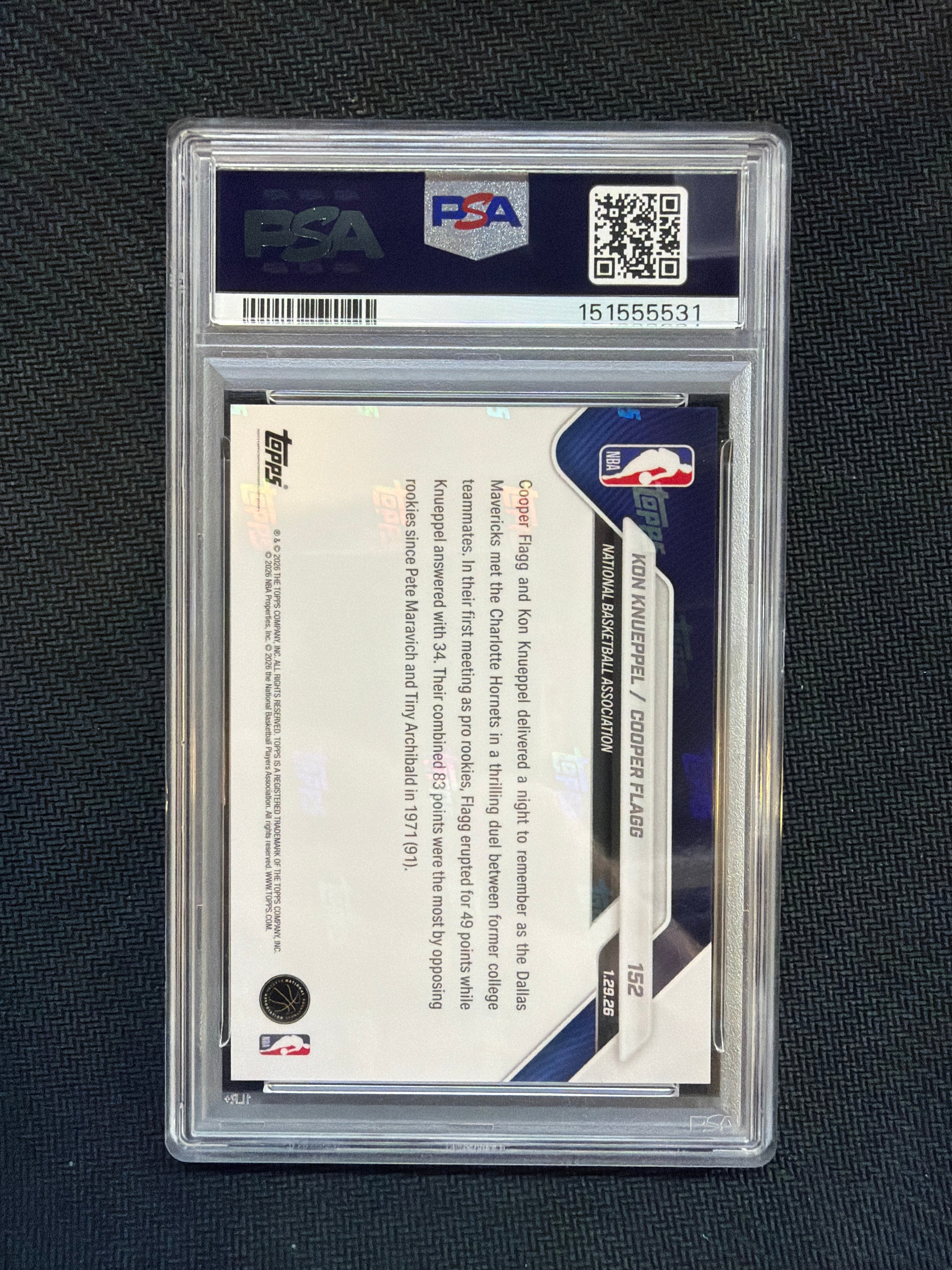2025 Topps Now Cooper Flagg Kon Knueppel Rookie PSA 10 531