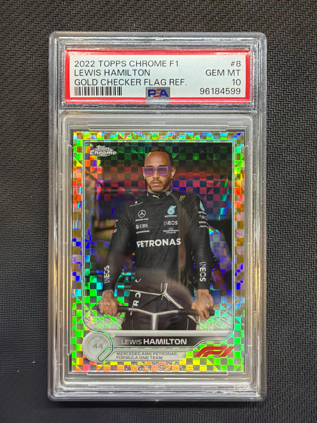2022 Topps Chrome F1 Lewis Hamilton Gold Checker /50 PSA 10 599