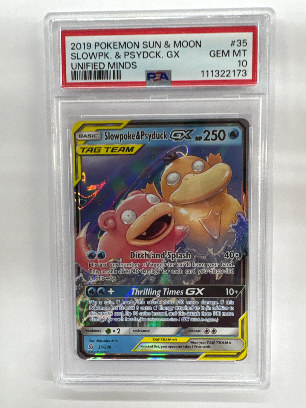 2019 Pokemon Sun & Moon Slowpoke & Psyduck GX 35 PSA 10