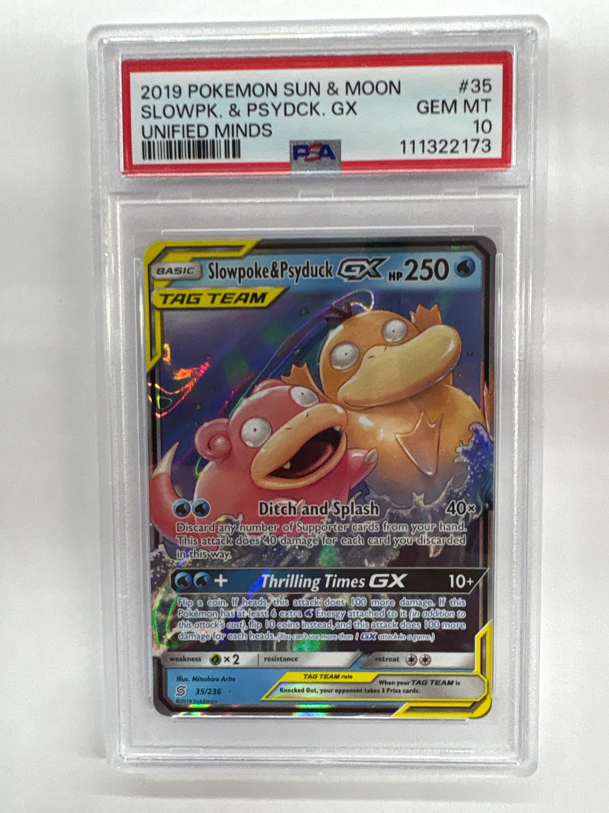 2019 Pokemon Sun & Moon Slowpoke & Psyduck GX 35 PSA 10