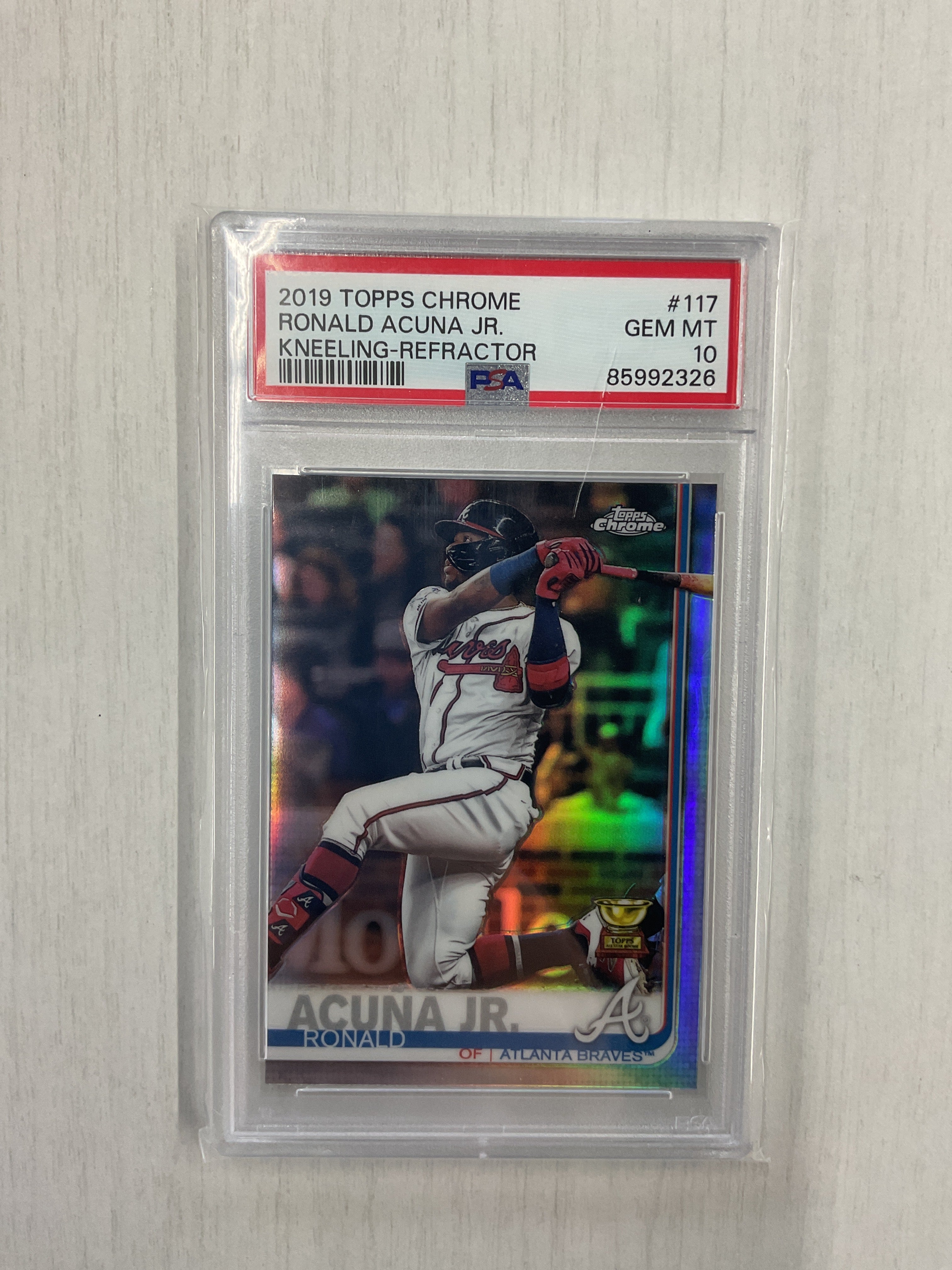 2019 Topps Chrome Ronald Acuna Jr. Kneeling Refractor PSA 10