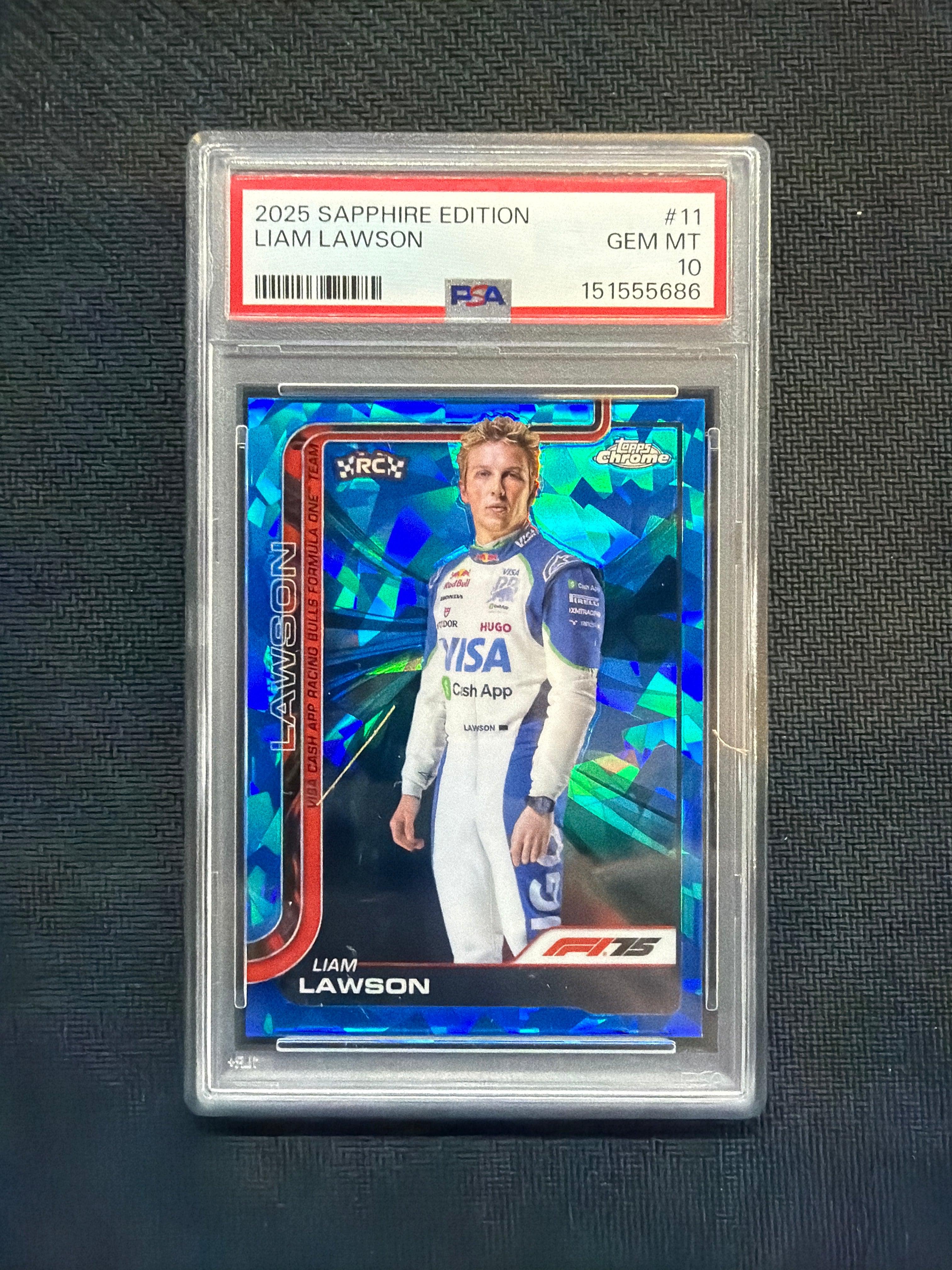 2025 Topps Chrome F1 Sapphire Liam Lawson Rookie PSA 10 686