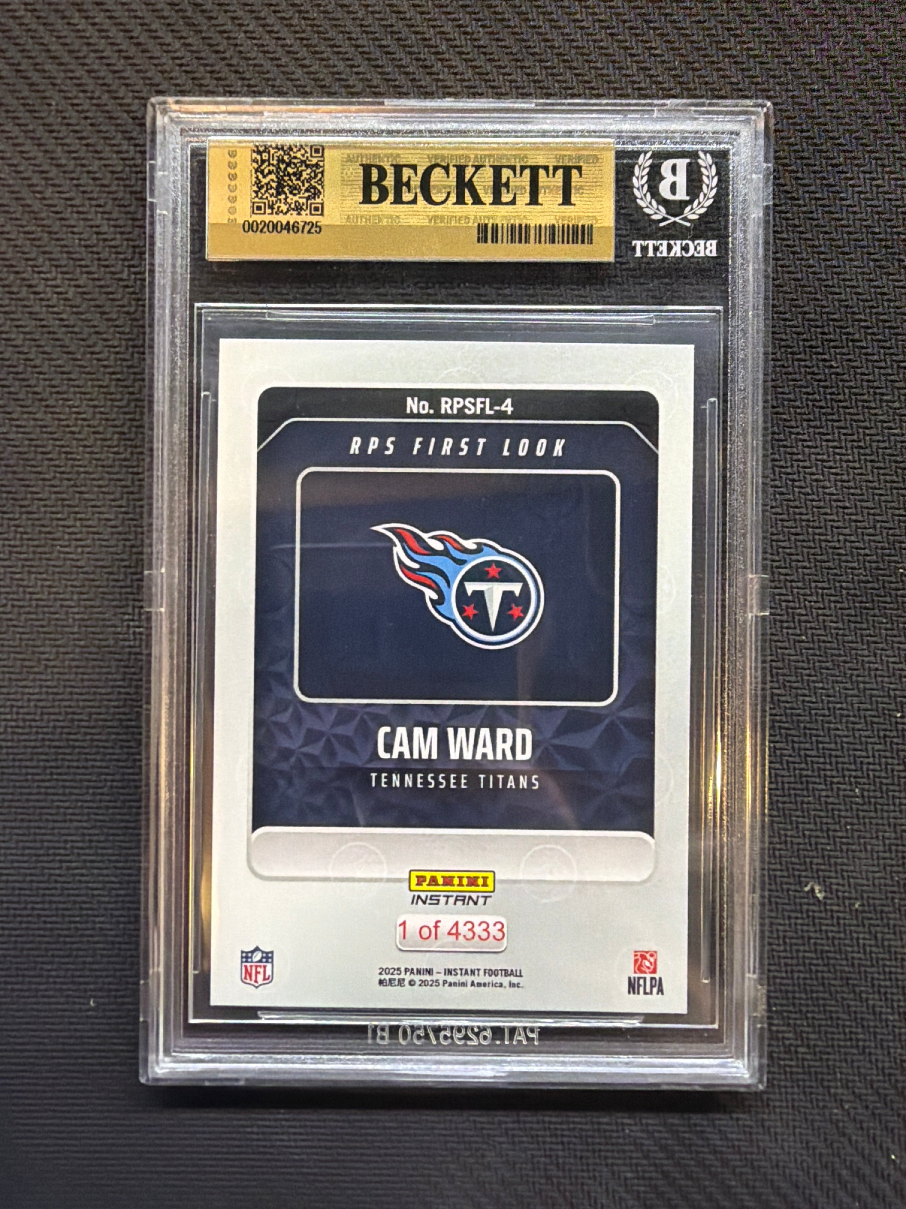 2025 Panini Instant Cam Ward Rookie BGS 9.5 Titans 725