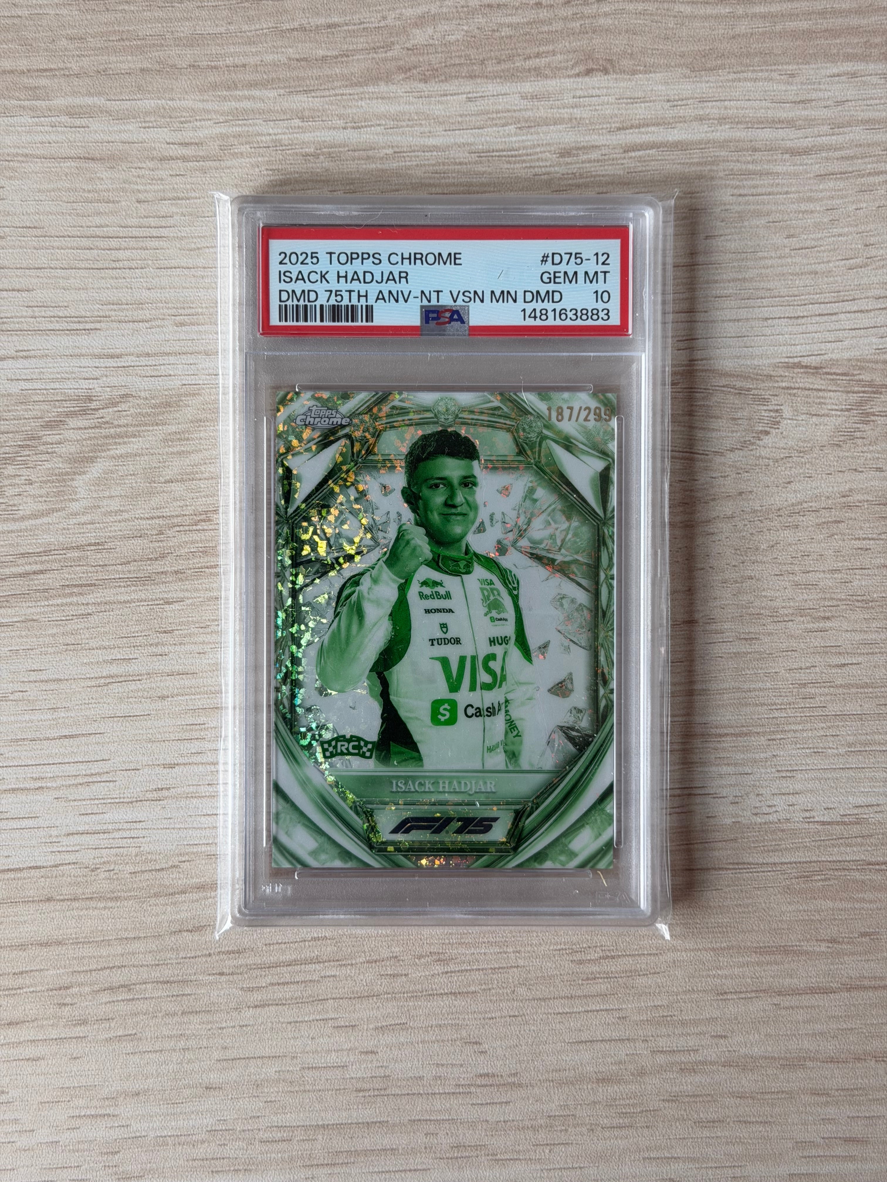 2025 Topps Chrome F1 Isack Hadjar Diamond 75th /299 PSA 10 Rookie
