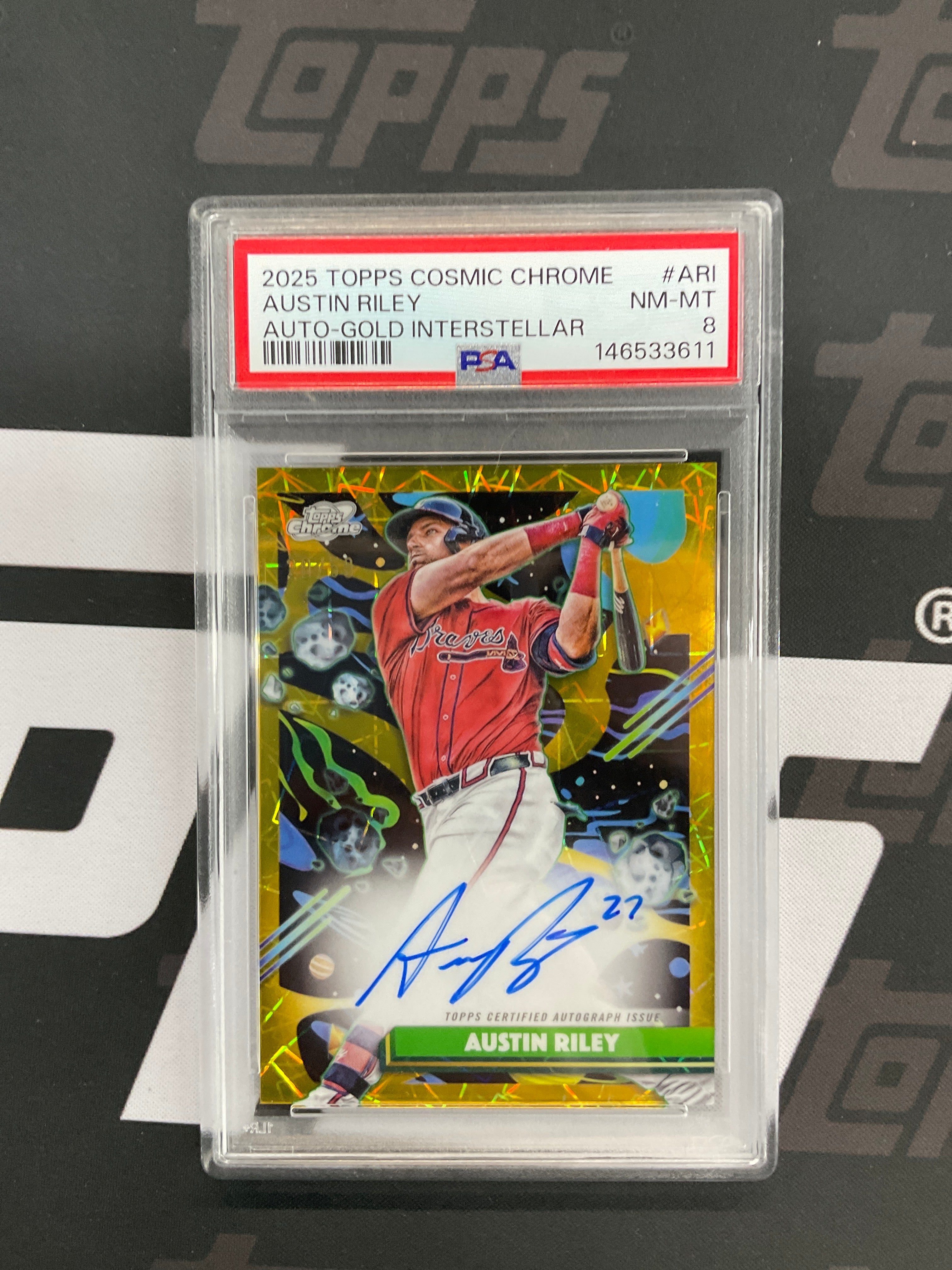 2025 Topps Chrome Cosmic Austin Riley Auto Gold /50 PSA 8 Braves