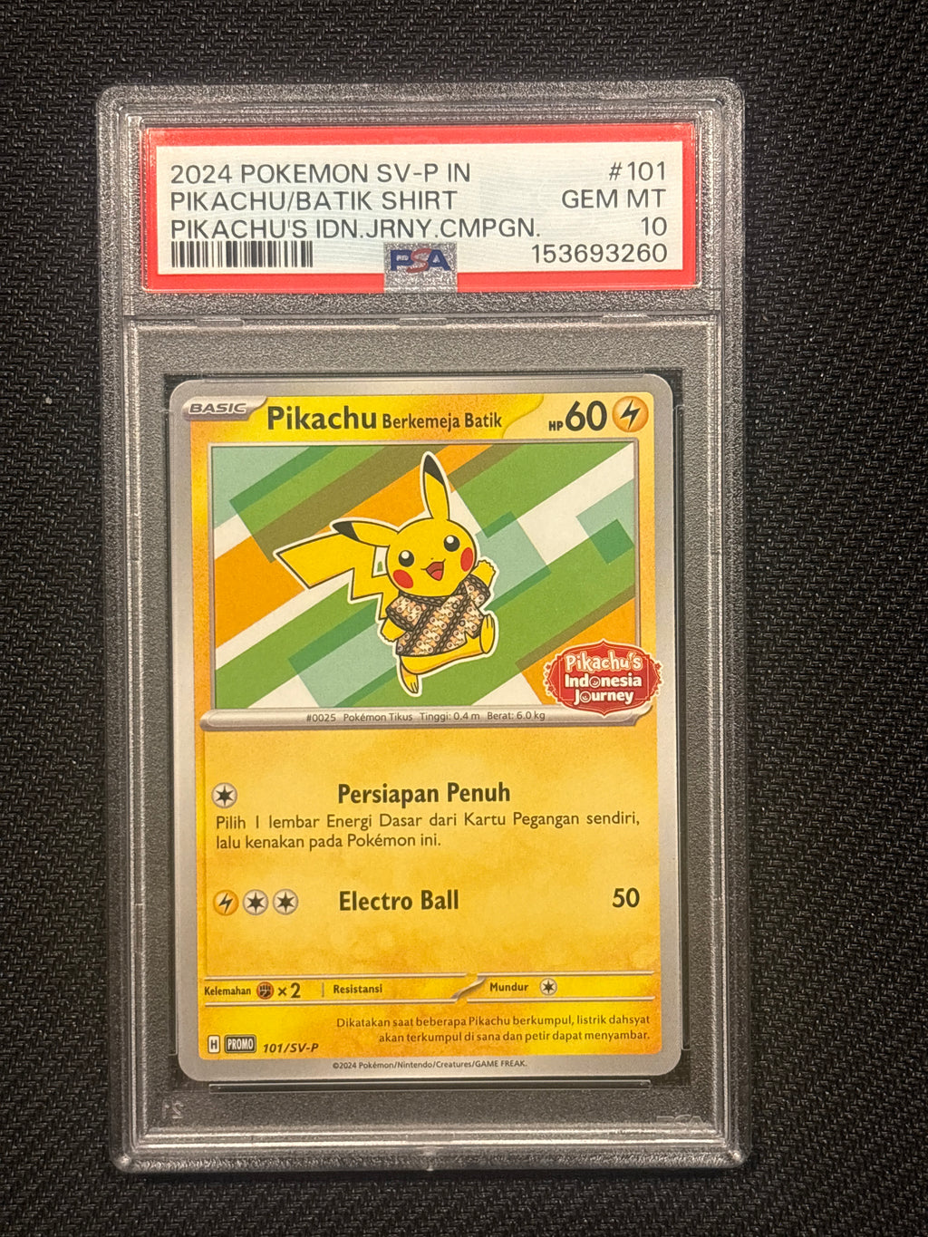 2024 Pokemon Pikachu Batik Shirt 101 Promo PSA 10