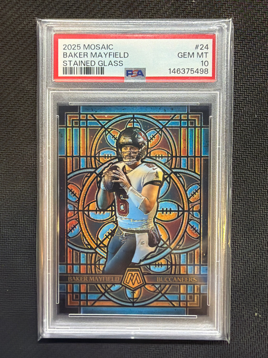 2025 Mosaic Baker Mayfield Stained Glass #24 PSA 10 bucs 498