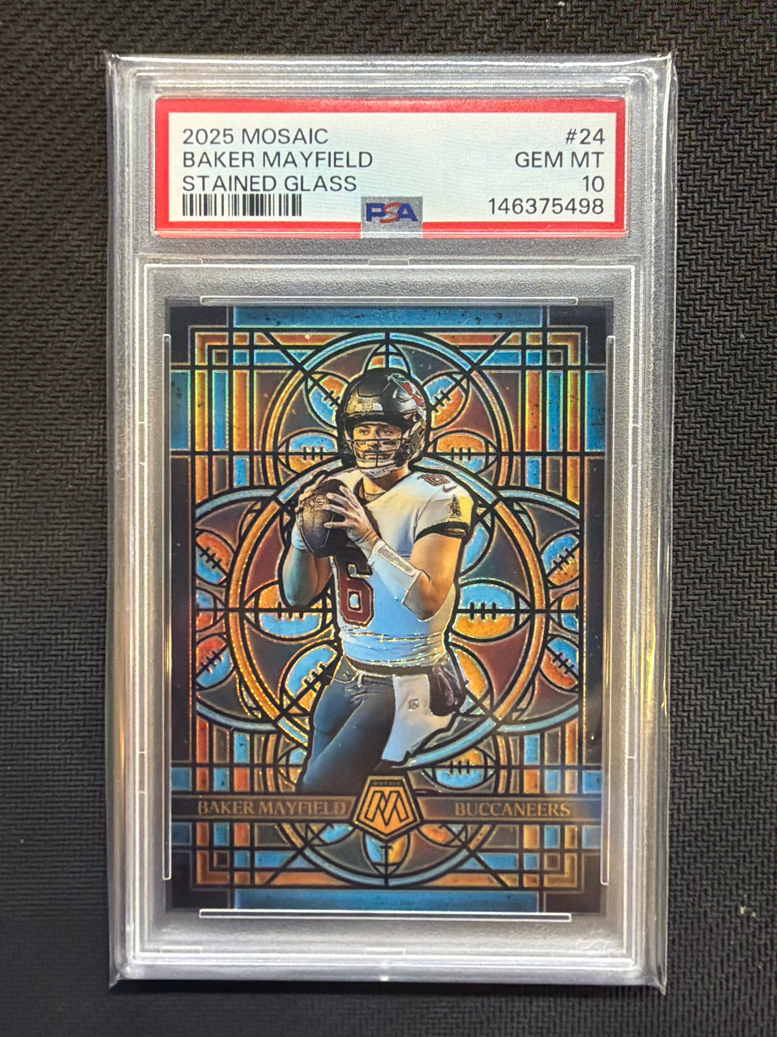 2025 Mosaic Baker Mayfield Stained Glass #24 PSA 10 bucs 498