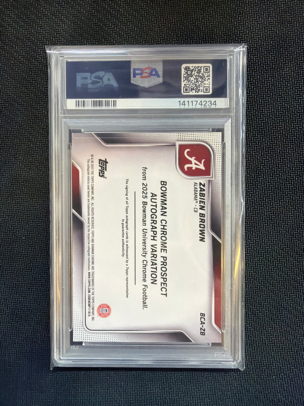 2025 Bowman U Chrome Zabien Brown Auto Blue Mini /150 PSA 10 Alabama