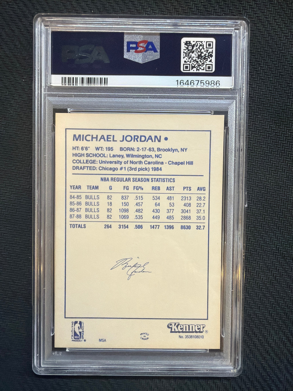 1988 Kenner Michael Jordan Starting Lineup PSA 7 Bulls 986