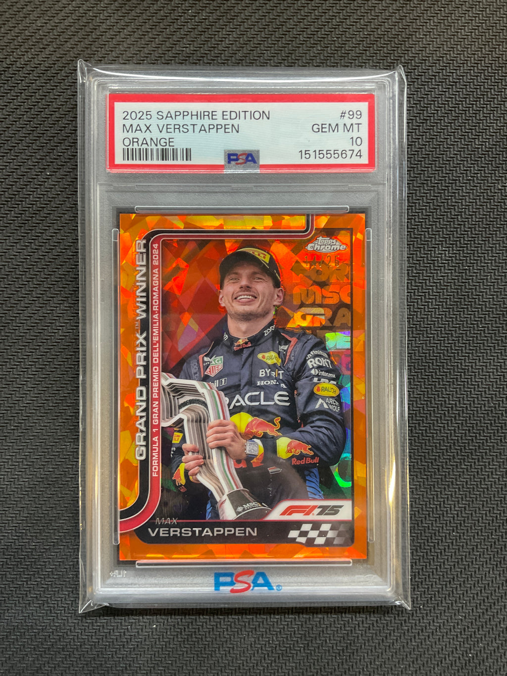 2025 Topps Chrome F1 Sapphire Max Verstappen Orange /25 PSA 10 Red Bull