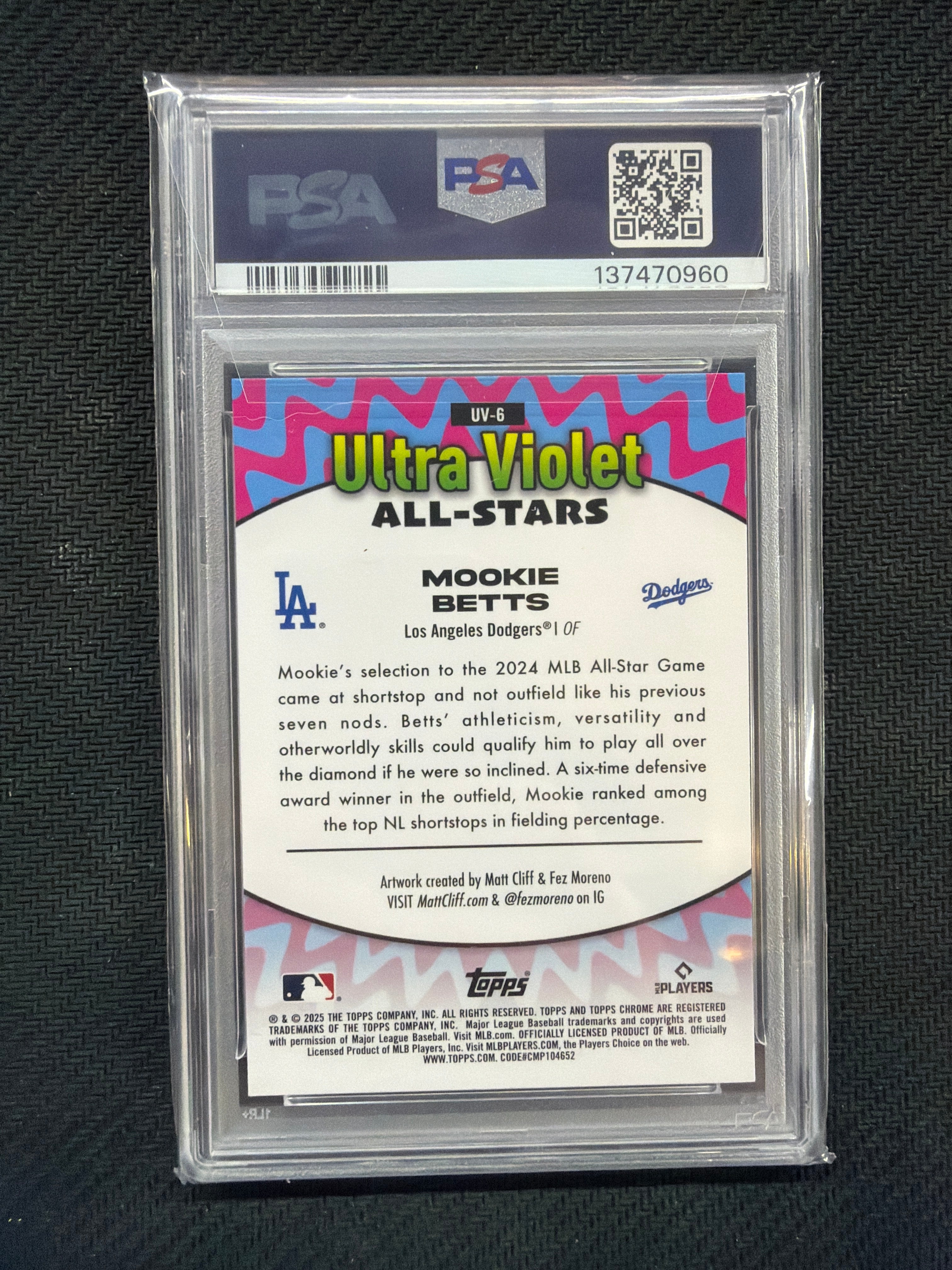 2025 Topps Chrome Mookie Betts Ultra Violet All Stars PSA 9
