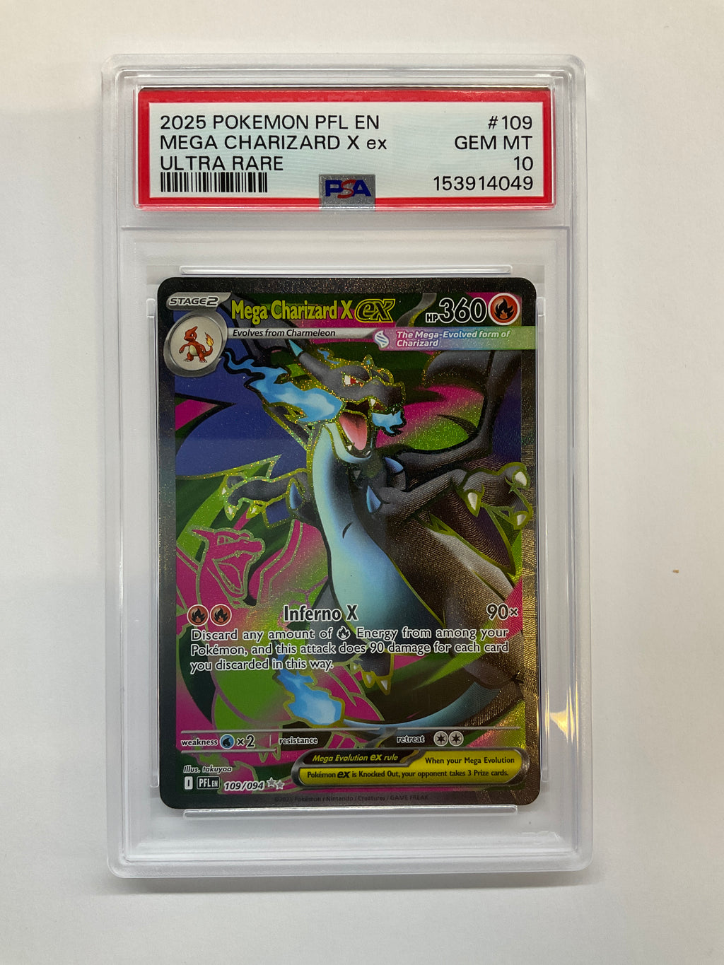 2025 Pokemon Mega Evolution Charizard X ex 109 PSA 10