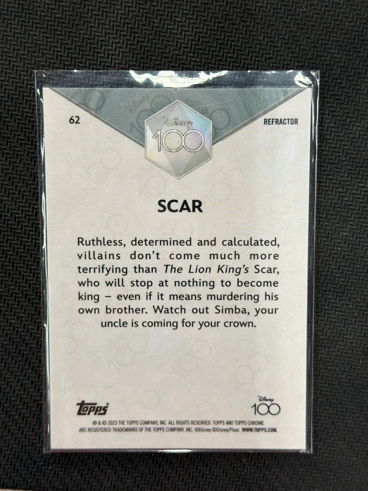 2023 Topps Chrome Disney 100 Scar Refractor